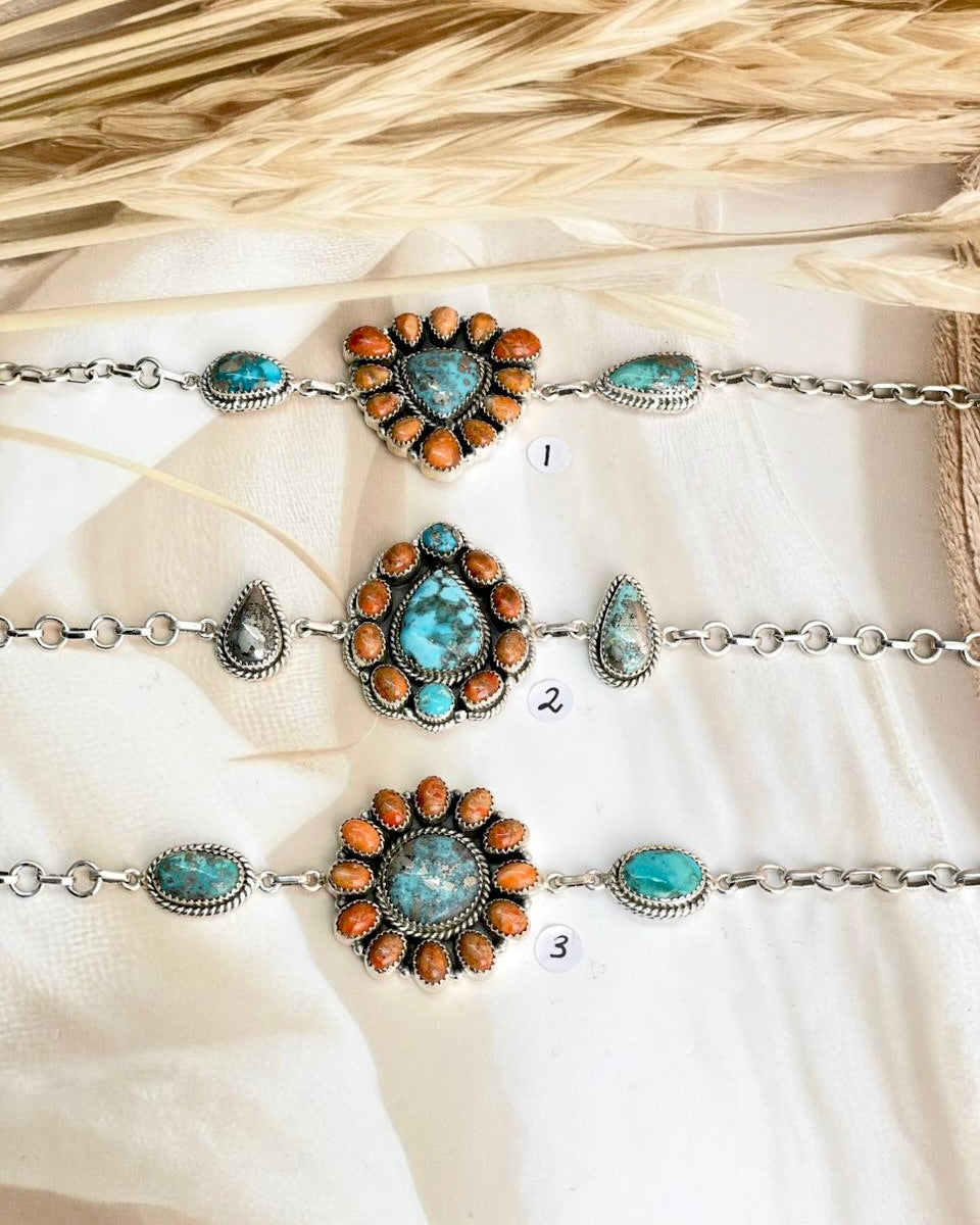 Persian Turquoise & Orange Mohave Bracelets sn 11-Bracelets-Krush Kandy, Women's Online Fashion Boutique Located in Phoenix, Arizona (Scottsdale Area)