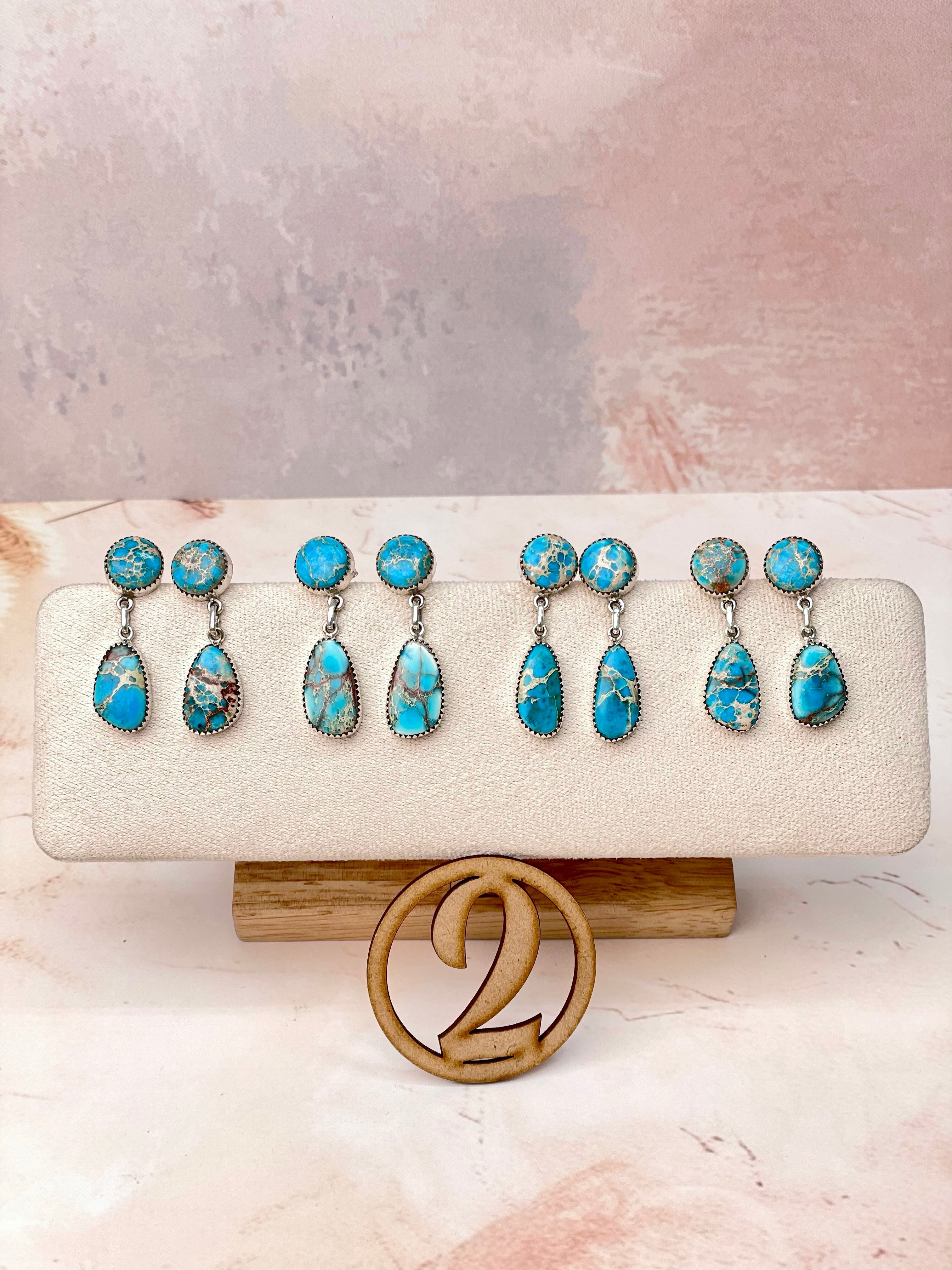 Desert Jasper Blue Slab Earrings-Earrings-Krush Kandy, Women's Online Fashion Boutique Located in Phoenix, Arizona (Scottsdale Area)