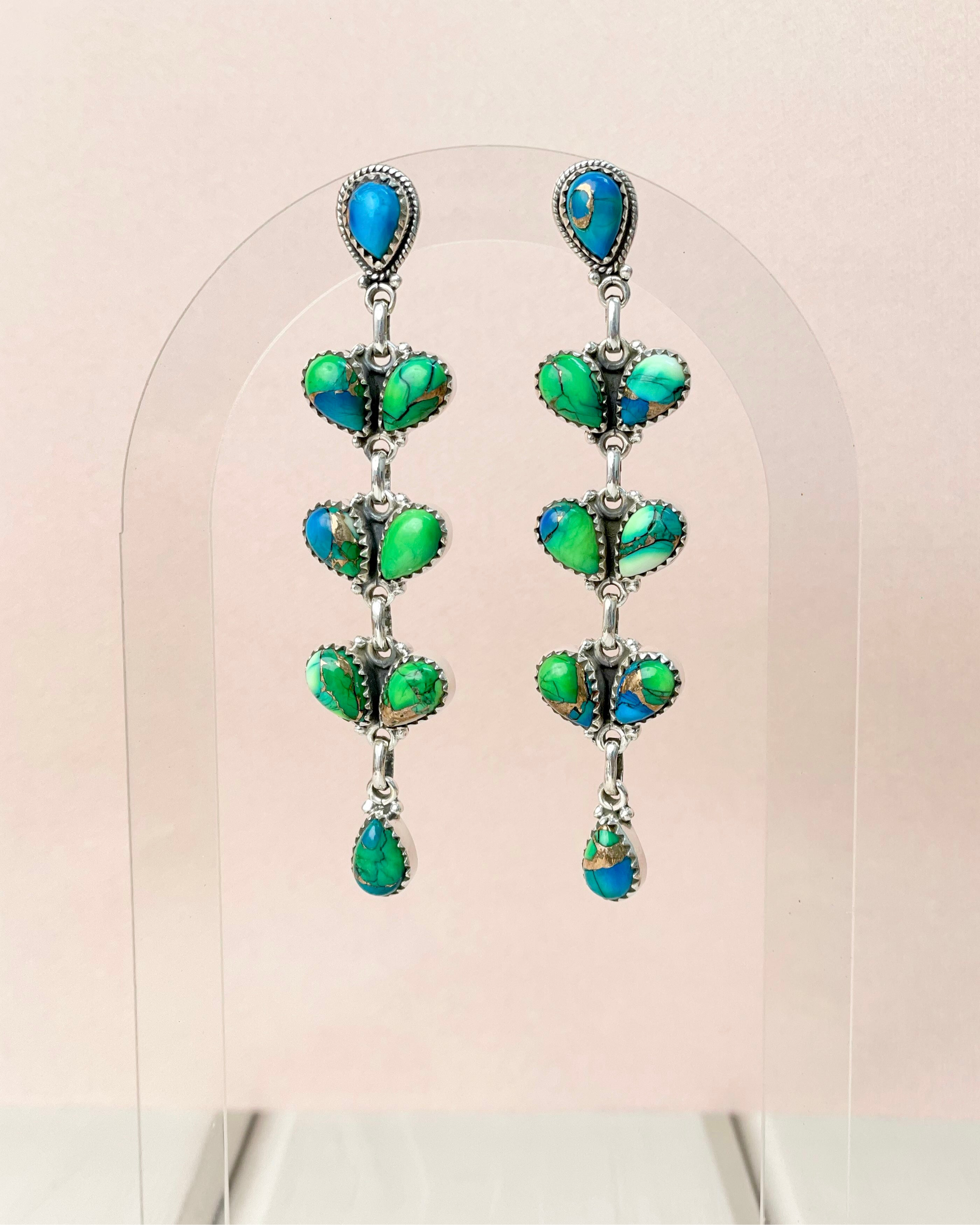 Free Spirit Peacock Dahlia Earrings-Earrings-Krush Kandy, Women's Online Fashion Boutique Located in Phoenix, Arizona (Scottsdale Area)