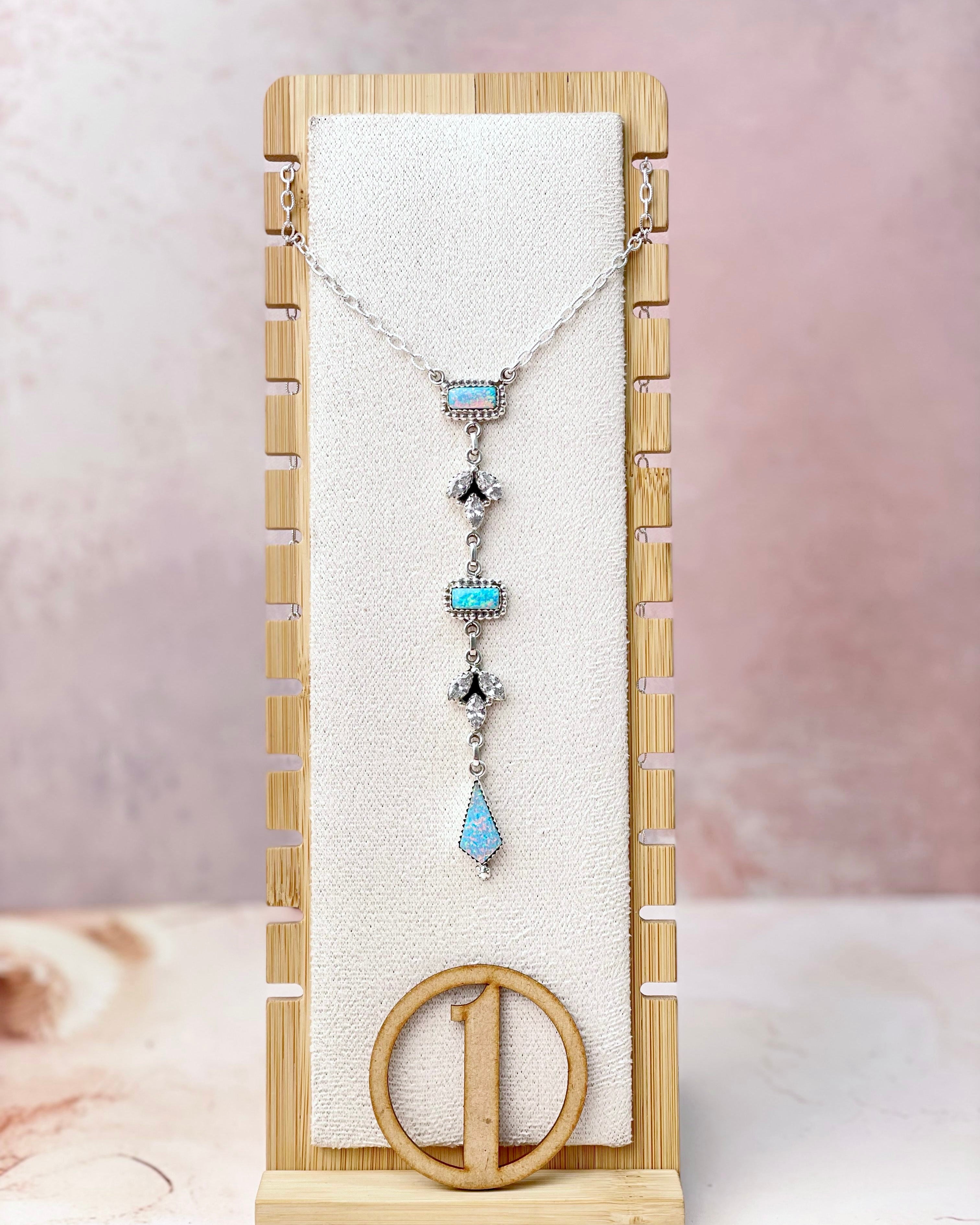 Opal and CZ Date Night Chain Necklace-Necklaces-Krush Kandy, Women's Online Fashion Boutique Located in Phoenix, Arizona (Scottsdale Area)