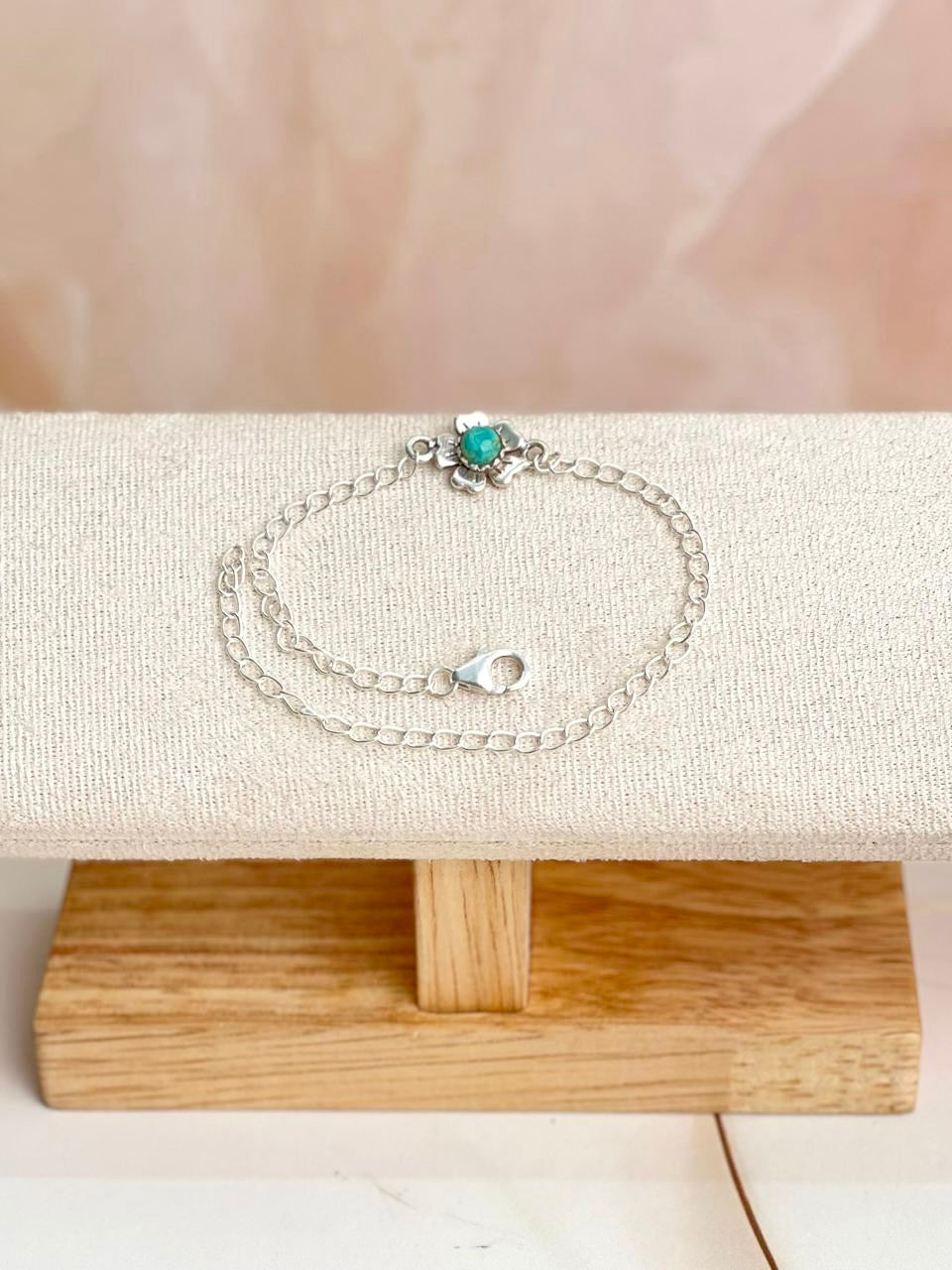Delicate Silver & Turquoise Flower Bracelets-Bracelets-Krush Kandy, Women's Online Fashion Boutique Located in Phoenix, Arizona (Scottsdale Area)