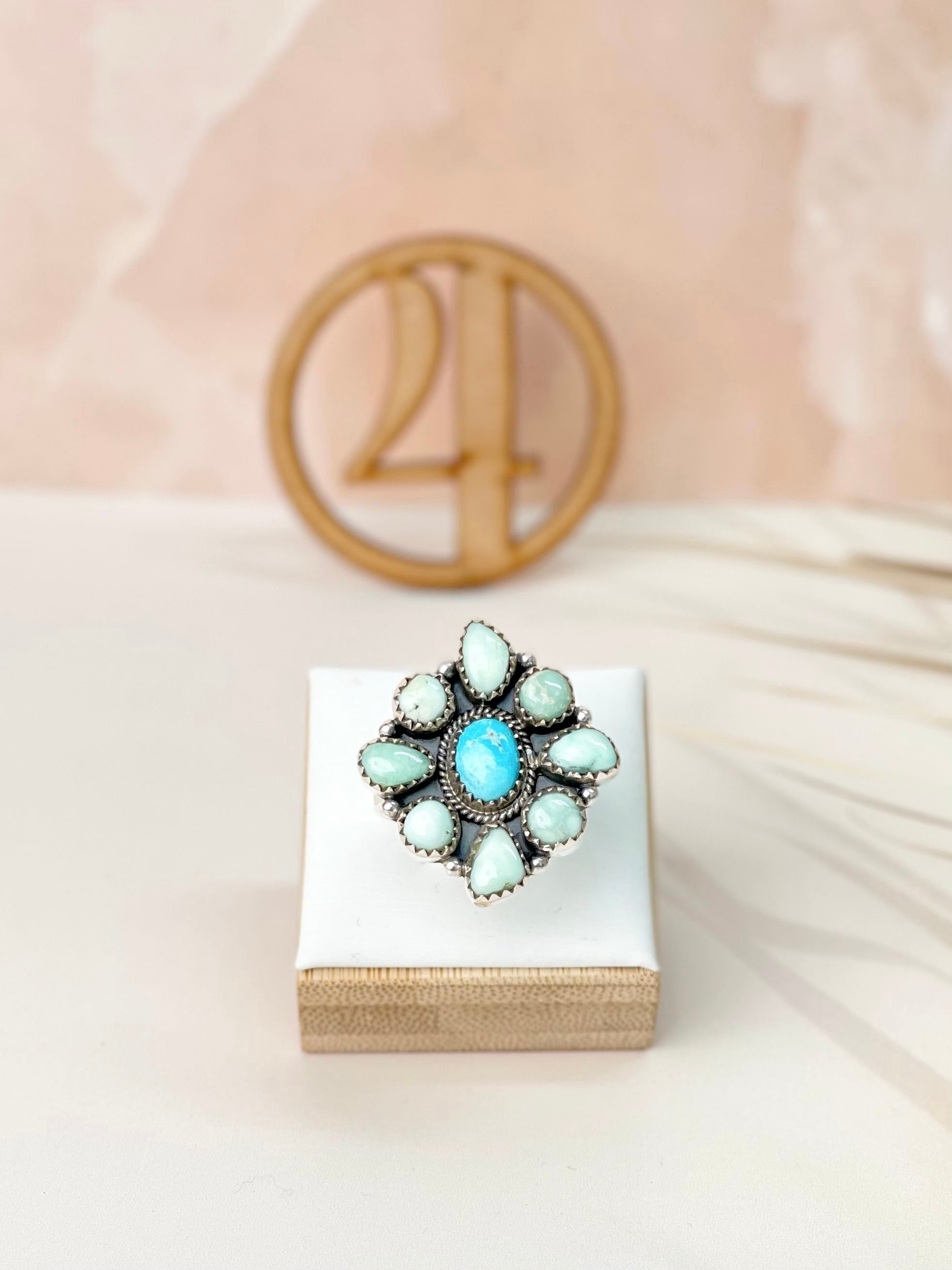 White Water Turquoise & Paloma Western Rings Bno. 12-Rings-Krush Kandy, Women's Online Fashion Boutique Located in Phoenix, Arizona (Scottsdale Area)