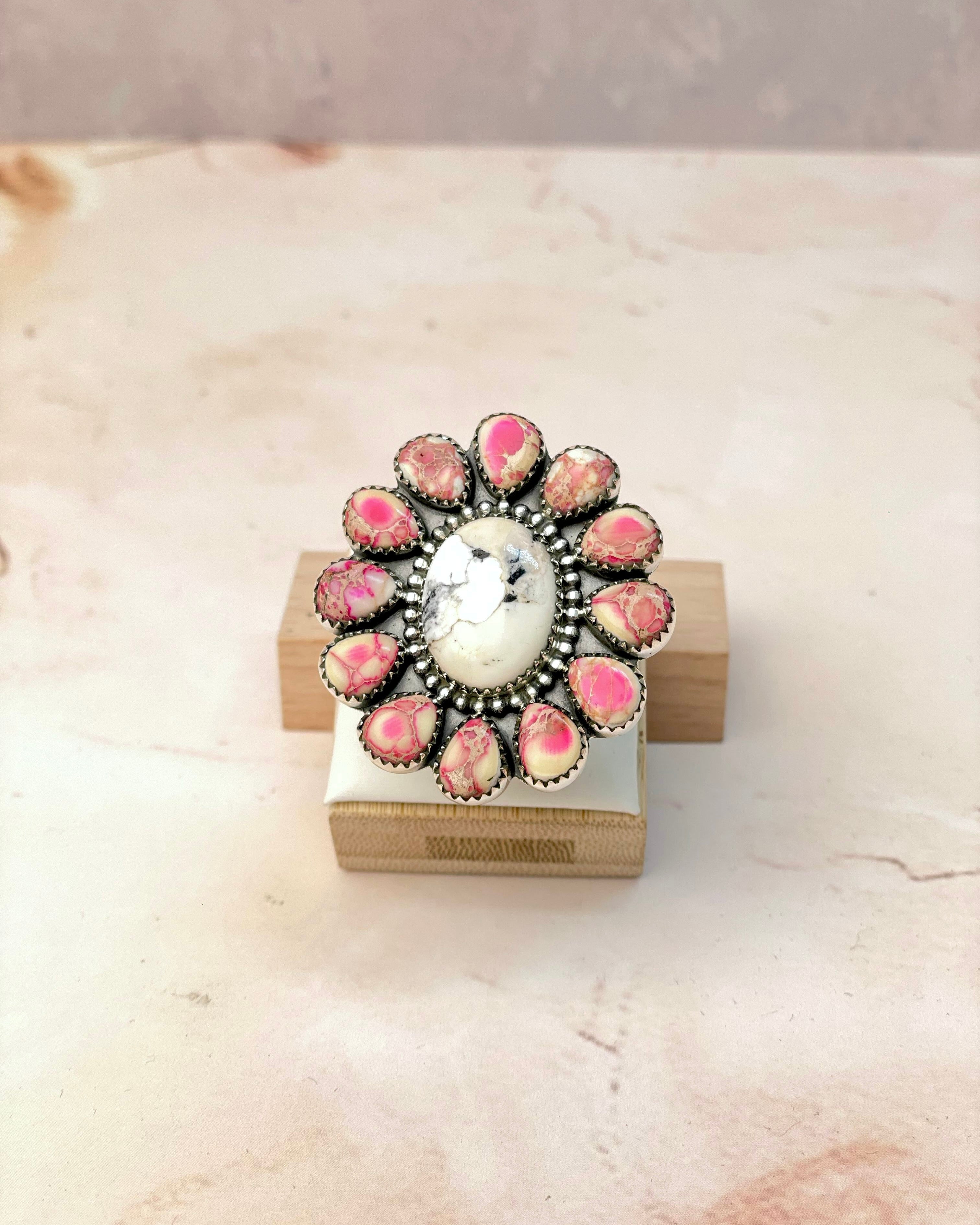 White Buffalos Blushing Jasper Cluster-Rings-Krush Kandy, Women's Online Fashion Boutique Located in Phoenix, Arizona (Scottsdale Area)