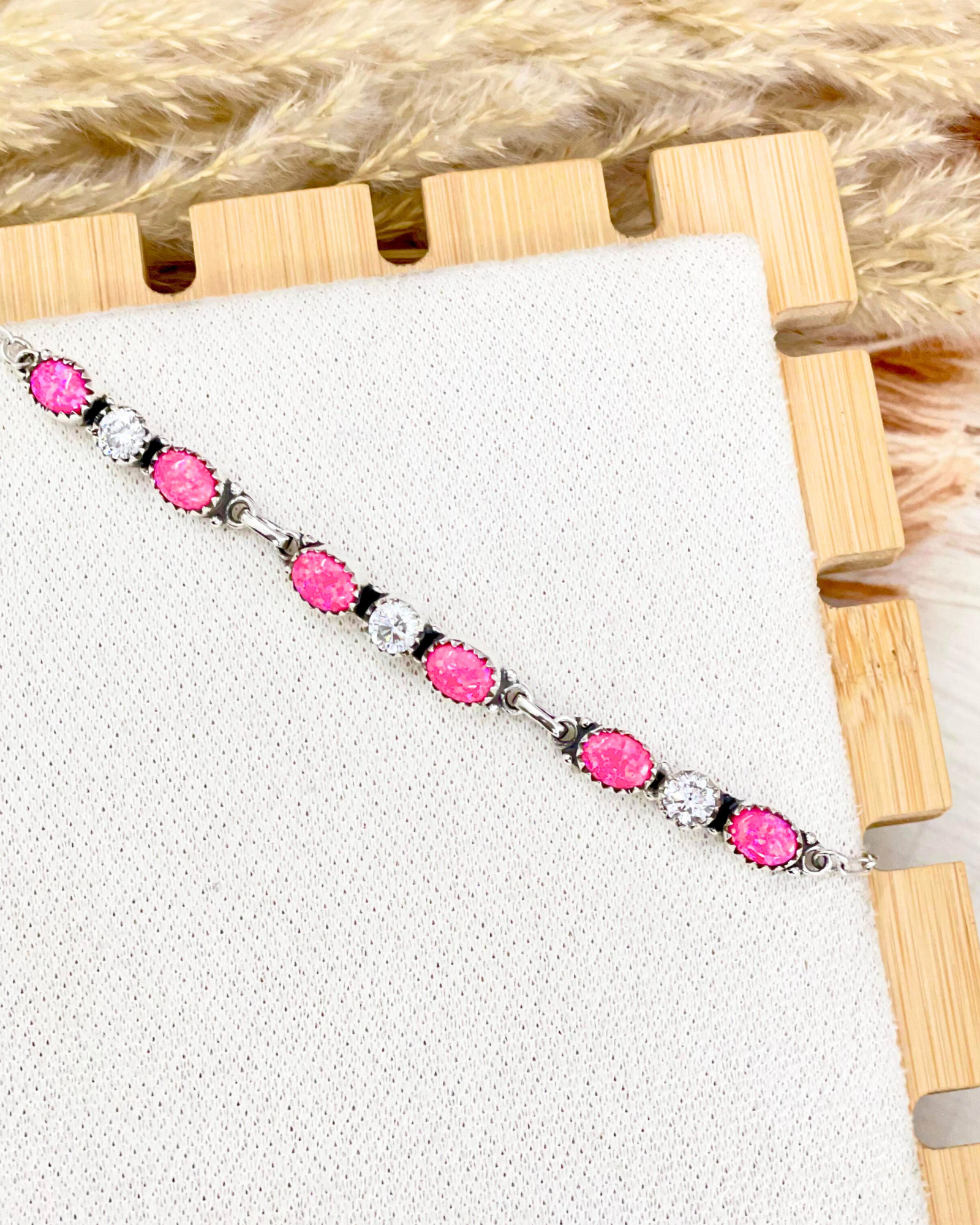 Neon Pink Opal & Crystal Stone Bracelet-Bracelets-Krush Kandy, Women's Online Fashion Boutique Located in Phoenix, Arizona (Scottsdale Area)
