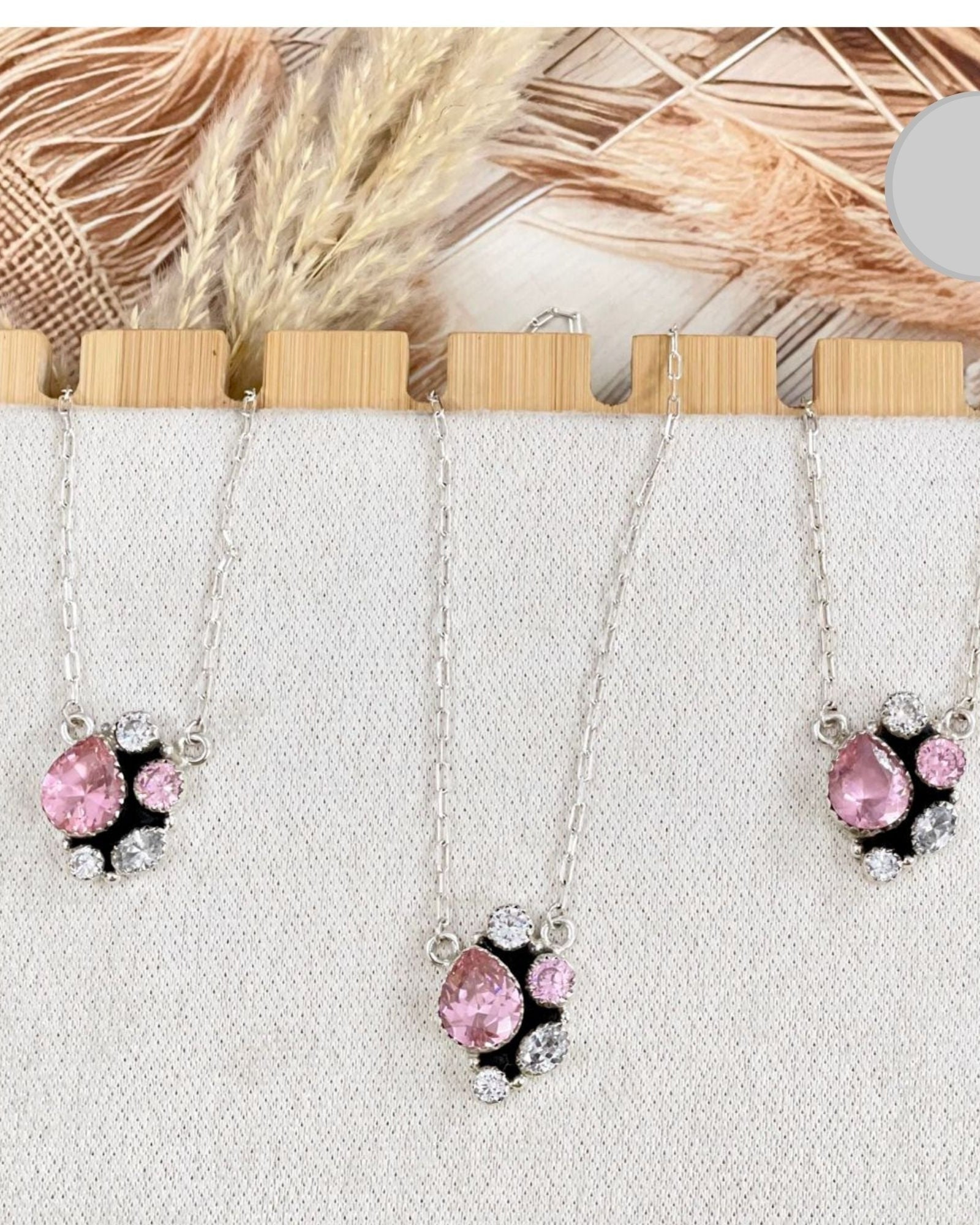 Blushing Crystal Cluster Necklace-Chain Necklaces-Krush Kandy, Women's Online Fashion Boutique Located in Phoenix, Arizona (Scottsdale Area)