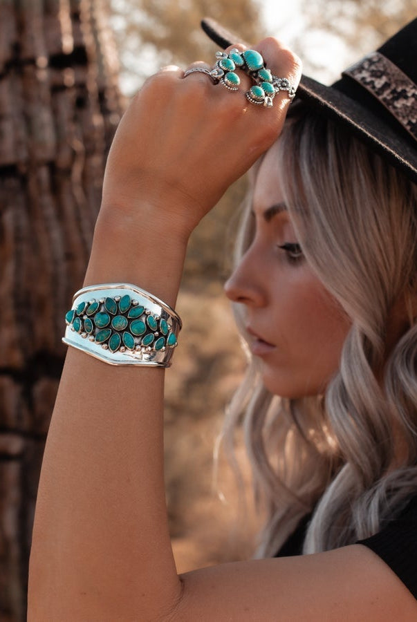 Take Me To The Festival Sterling Silver & Stone Cuff-Cuffs-Krush Kandy, Women's Online Fashion Boutique Located in Phoenix, Arizona (Scottsdale Area)