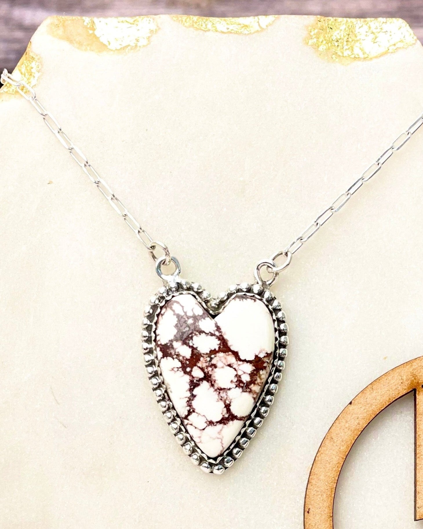 Long Heart Stone Slab Necklace MADE TO ORDER-Necklaces-Krush Kandy, Women's Online Fashion Boutique Located in Phoenix, Arizona (Scottsdale Area)