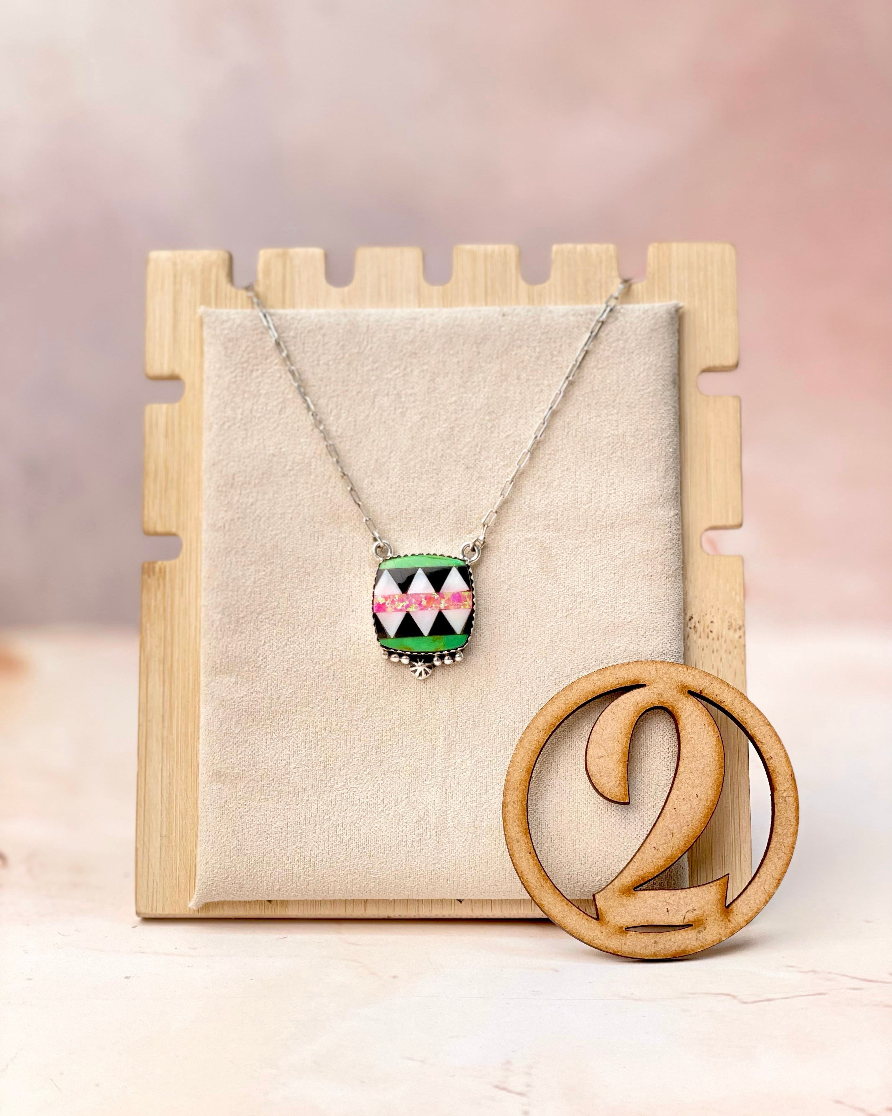 Multi Aztec Checkered Chain Pendants-Necklaces-Krush Kandy, Women's Online Fashion Boutique Located in Phoenix, Arizona (Scottsdale Area)