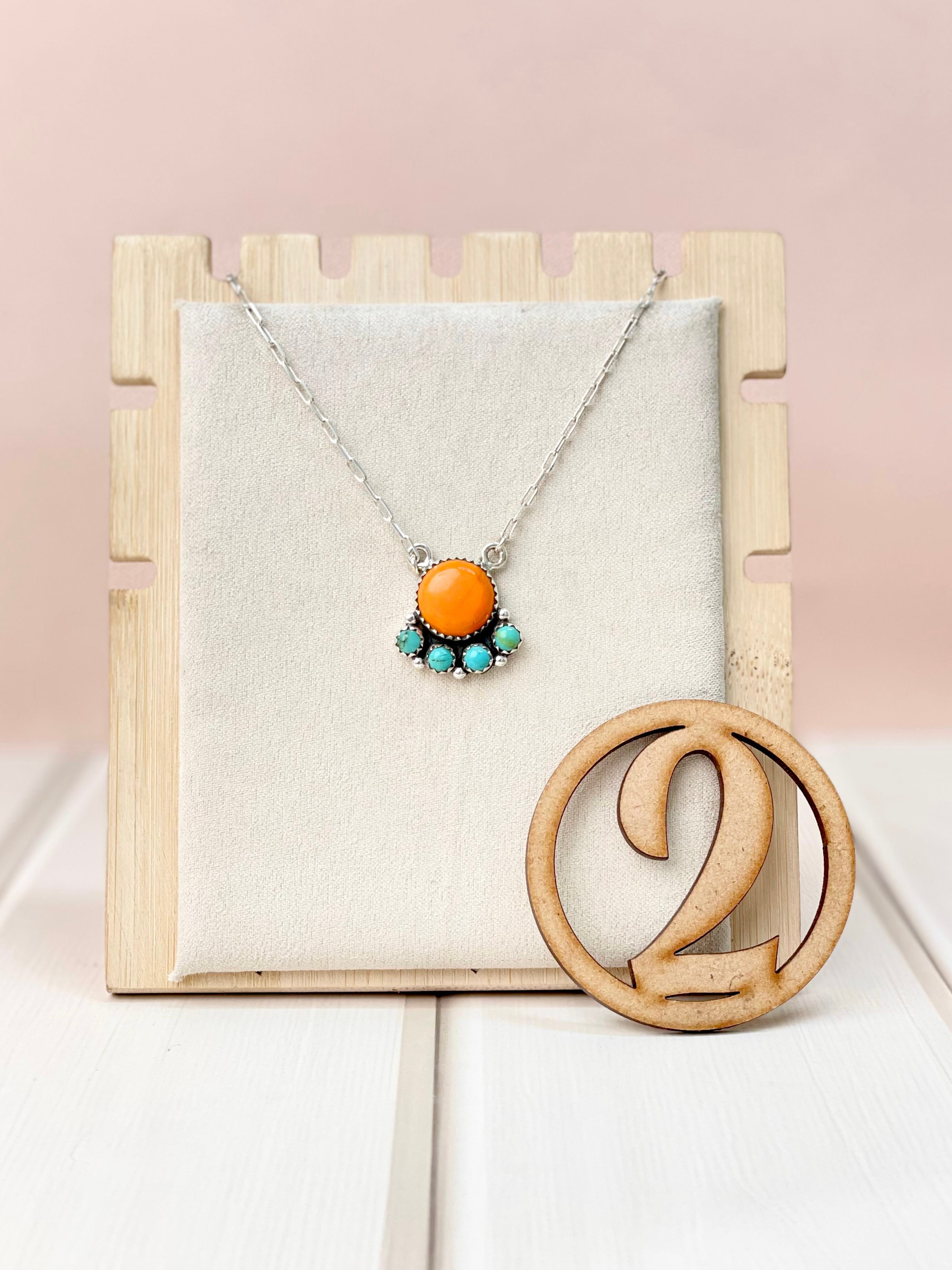 Rosarital Slab & Turquoise Chain Pendants-Necklaces-Krush Kandy, Women's Online Fashion Boutique Located in Phoenix, Arizona (Scottsdale Area)