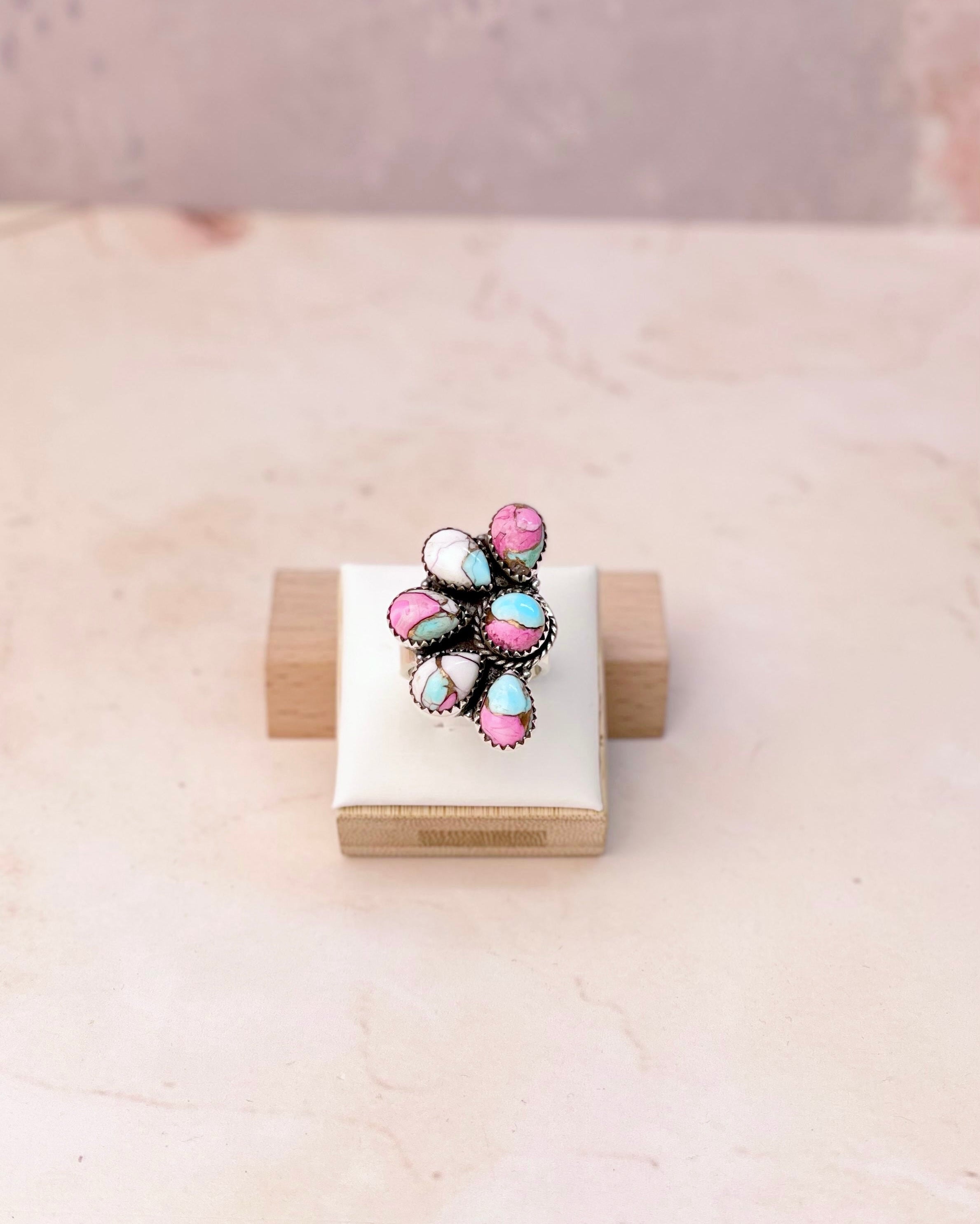 Cotton Candy Half Flower Cluster Ring-Rings-Krush Kandy, Women's Online Fashion Boutique Located in Phoenix, Arizona (Scottsdale Area)