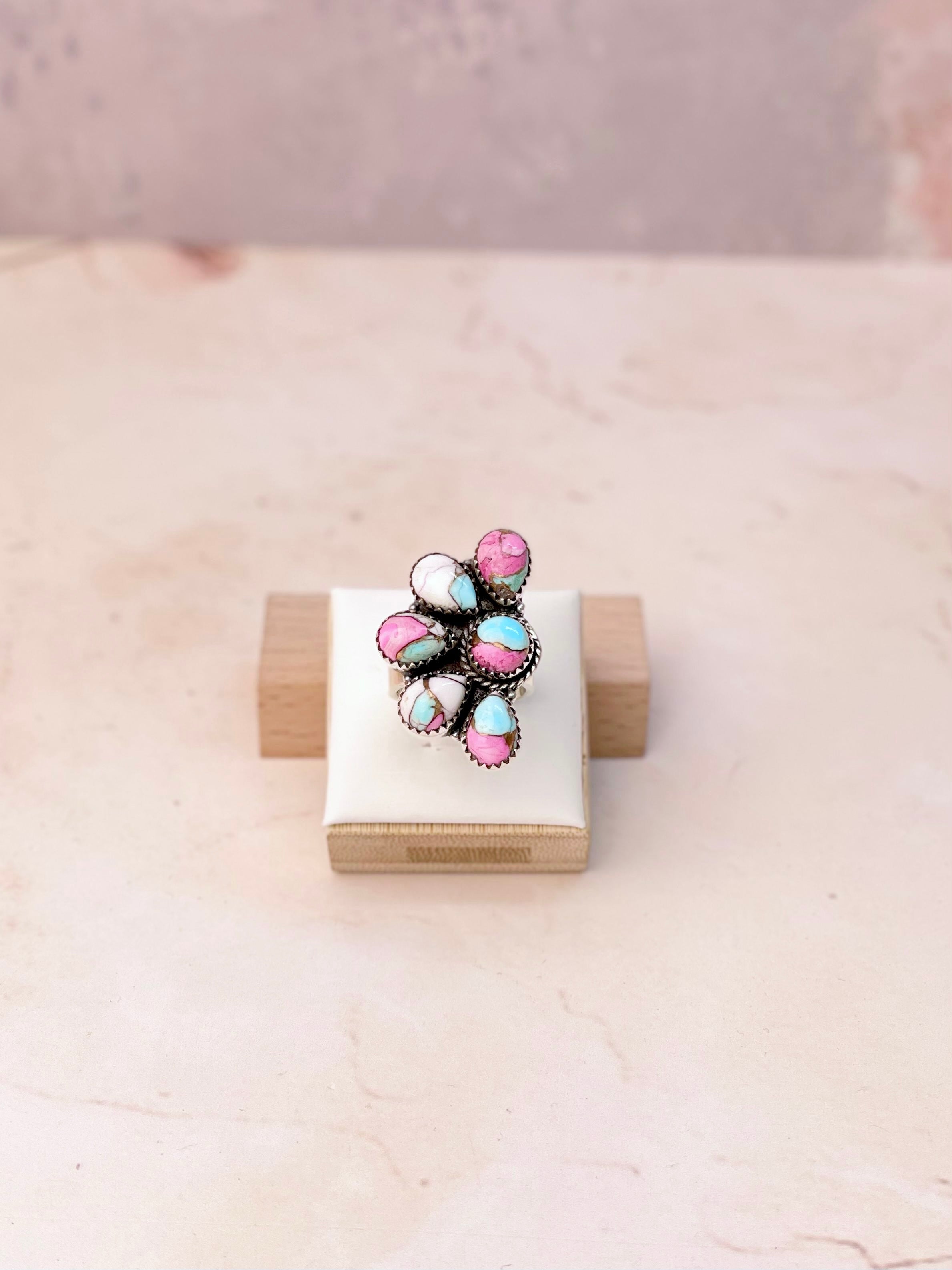 Cotton Candy Half Flower Cluster Ring-Rings-Krush Kandy, Women's Online Fashion Boutique Located in Phoenix, Arizona (Scottsdale Area)