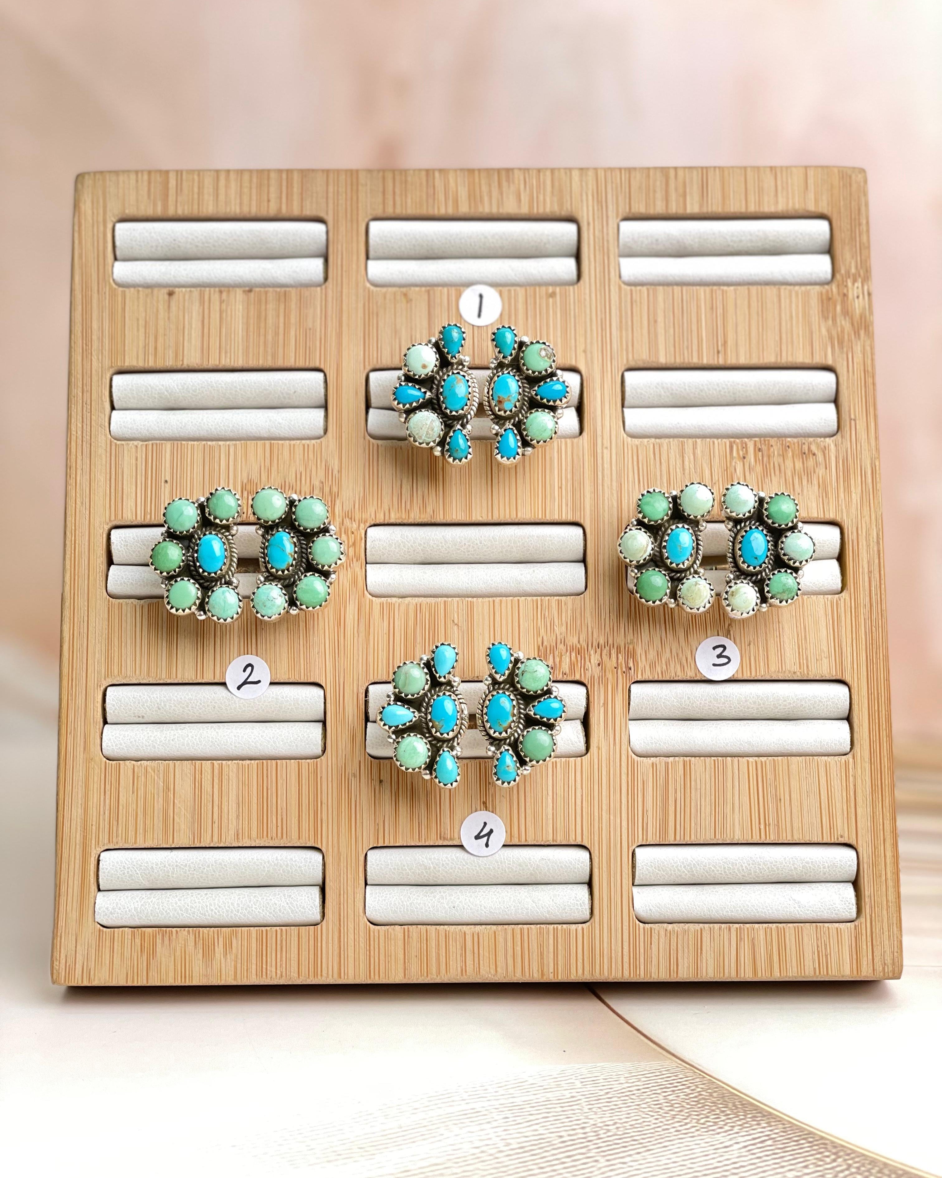 Half Cluster Varascite & Kingman Floating Stone Rings-Rings-Krush Kandy, Women's Online Fashion Boutique Located in Phoenix, Arizona (Scottsdale Area)