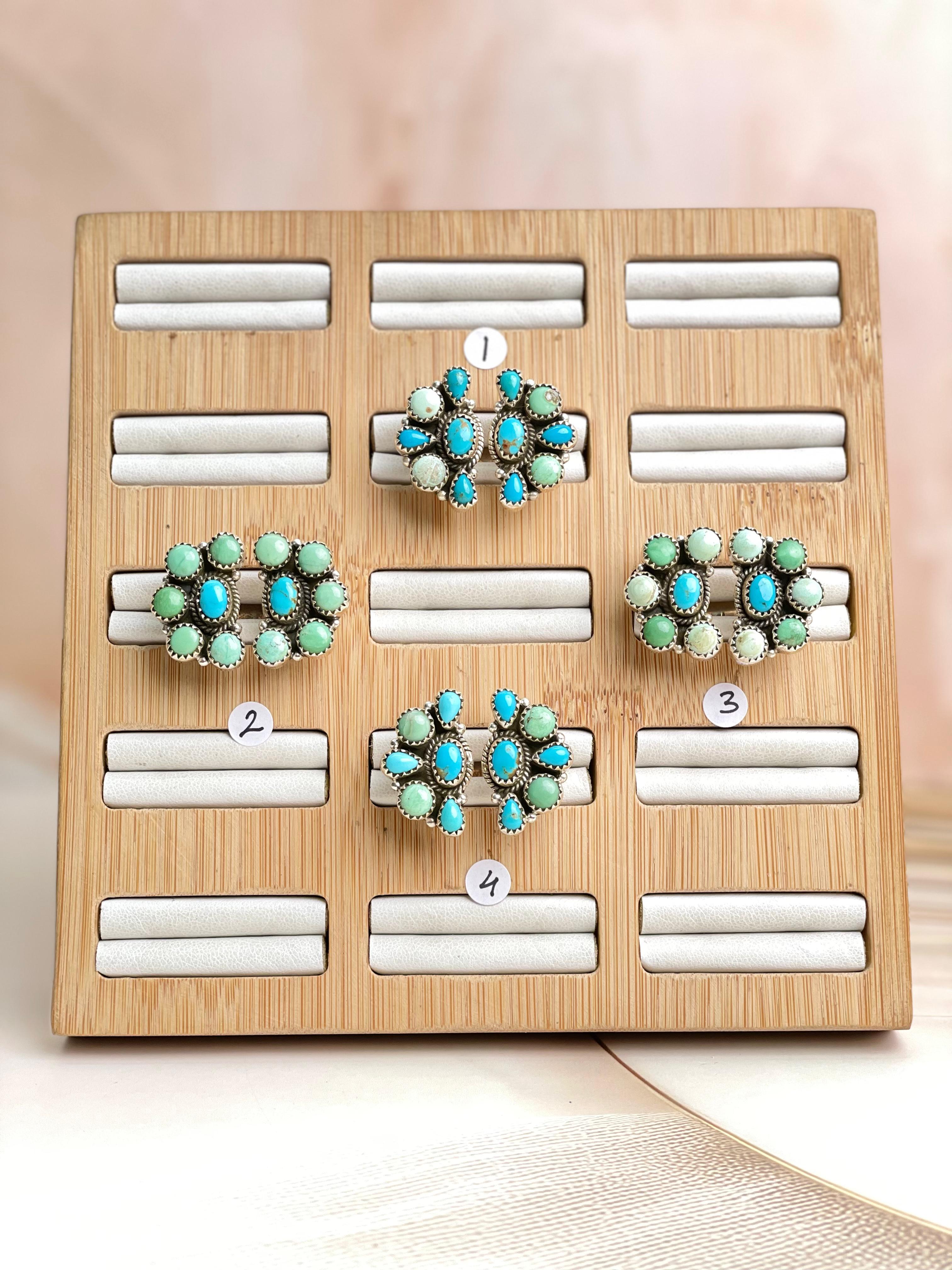 Half Cluster Varascite & Kingman Floating Stone Rings-Rings-Krush Kandy, Women's Online Fashion Boutique Located in Phoenix, Arizona (Scottsdale Area)