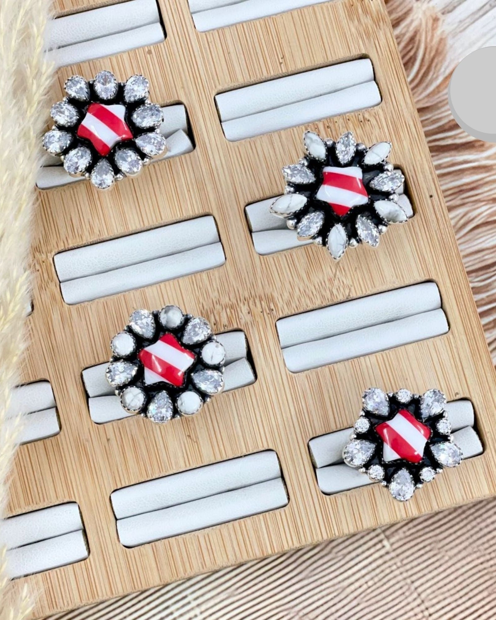 Holiday Star Stripe Crystal Ring-Ring Sizers-Krush Kandy, Women's Online Fashion Boutique Located in Phoenix, Arizona (Scottsdale Area)
