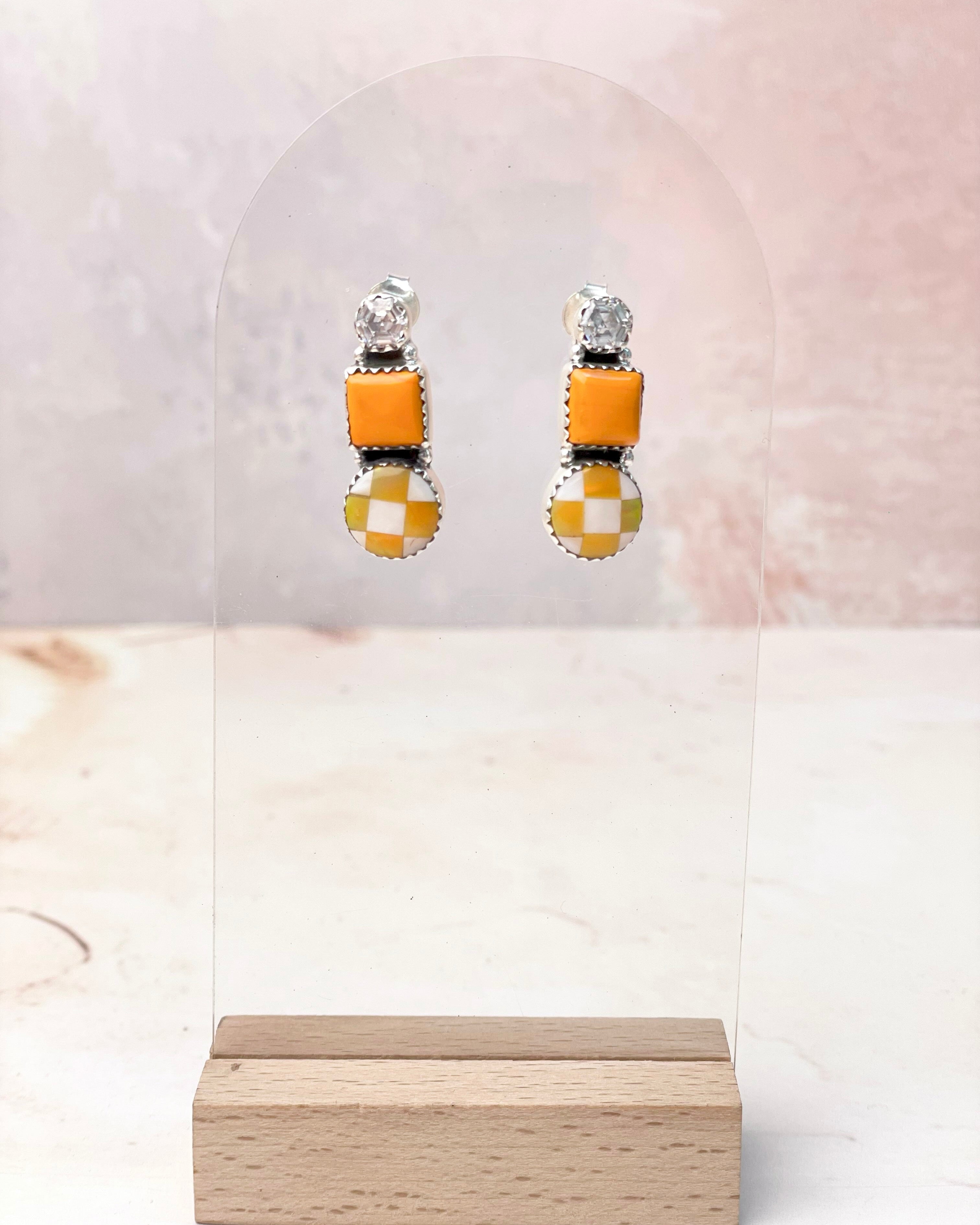 Tangerine Crystal Martini Rosarita Studs-Earrings-Krush Kandy, Women's Online Fashion Boutique Located in Phoenix, Arizona (Scottsdale Area)