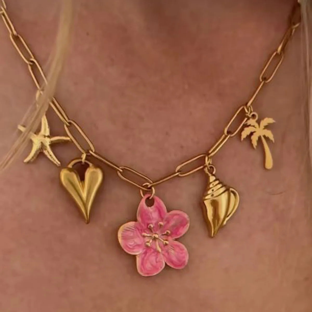Beach Theme Pendant Necklace with Resin Flower-Necklaces-Krush Kandy, Women's Online Fashion Boutique Located in Phoenix, Arizona (Scottsdale Area)