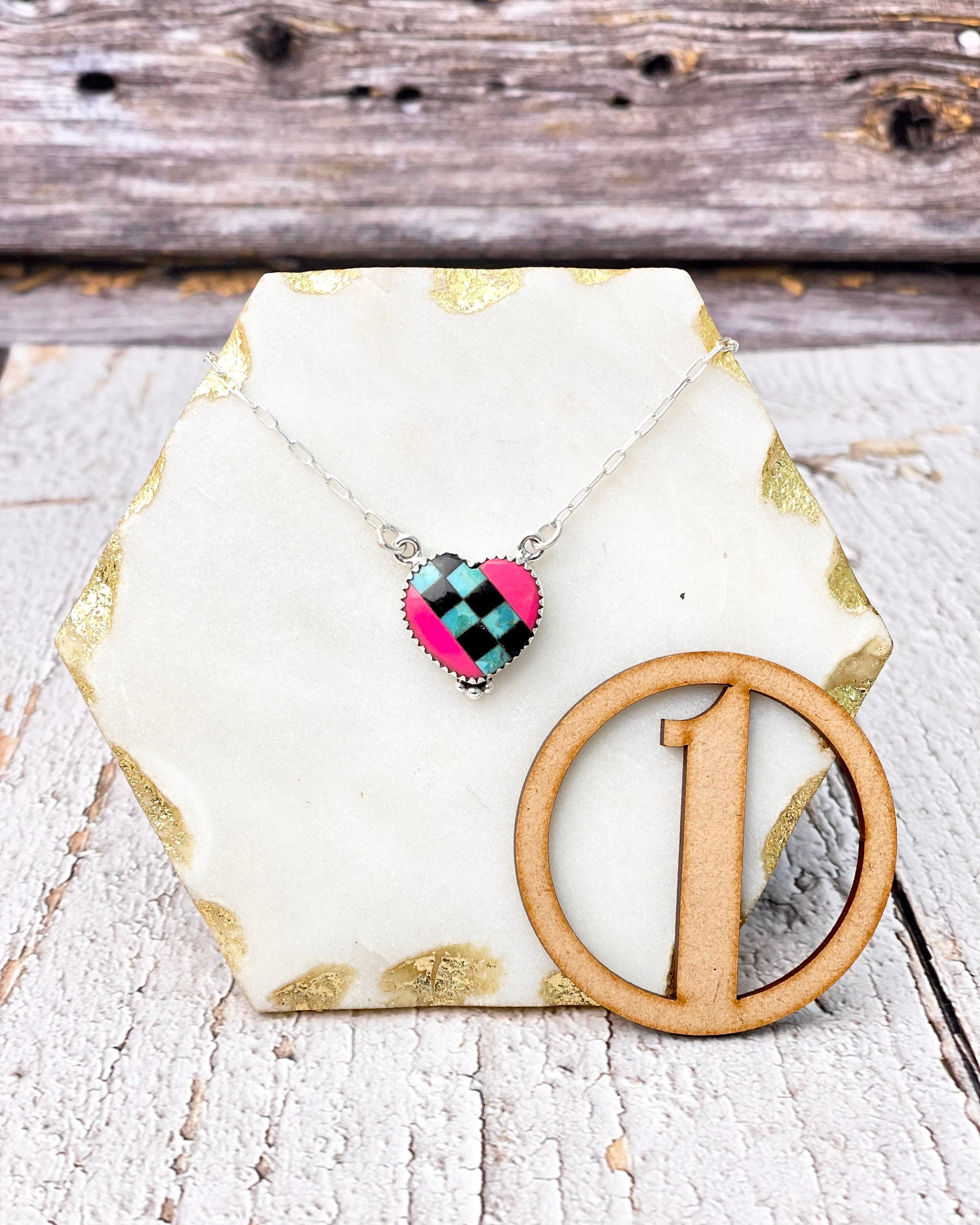 Kandy Hearts Stripe & Checkered Necklaces-Necklaces-Krush Kandy, Women's Online Fashion Boutique Located in Phoenix, Arizona (Scottsdale Area)