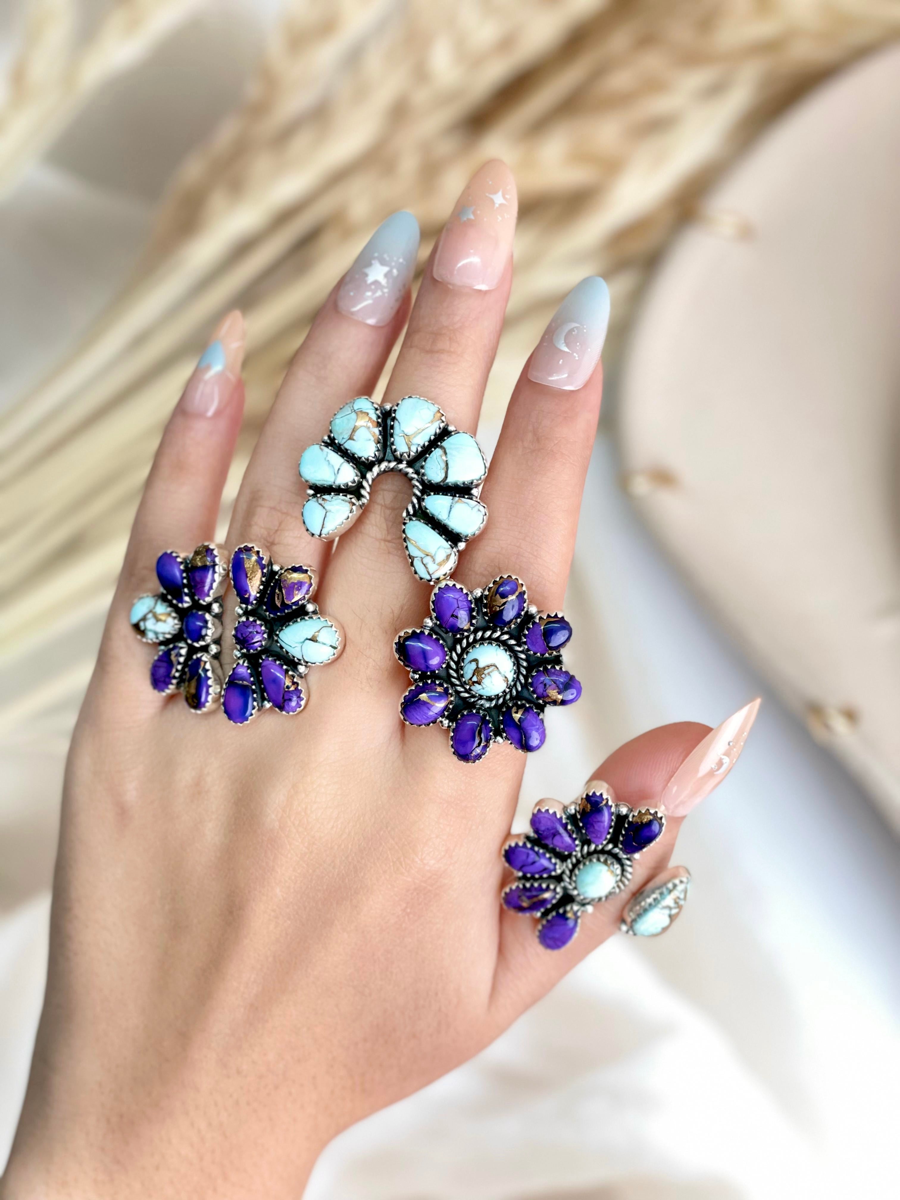 Berry Dahlia Multi Ring Clusters-Rings-Krush Kandy, Women's Online Fashion Boutique Located in Phoenix, Arizona (Scottsdale Area)