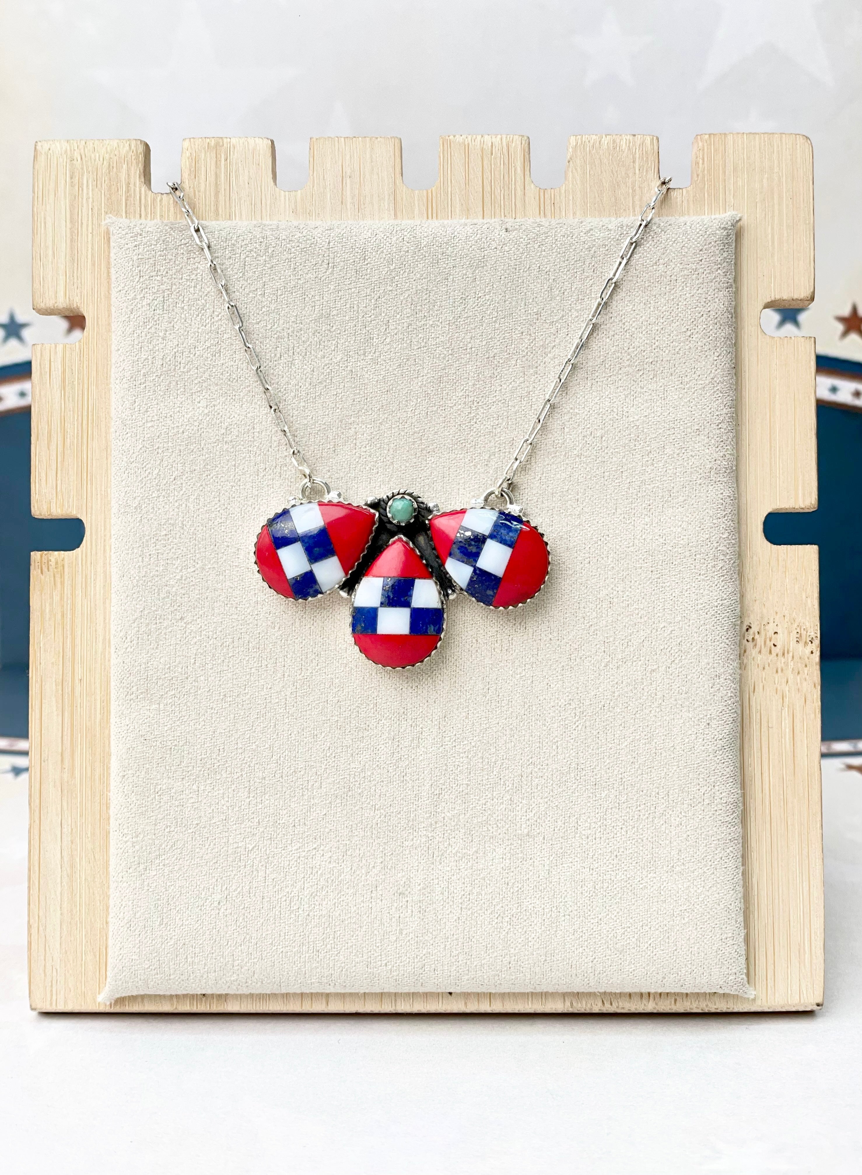 Checkered and Stripes Petals Necklace-Necklaces-Krush Kandy, Women's Online Fashion Boutique Located in Phoenix, Arizona (Scottsdale Area)