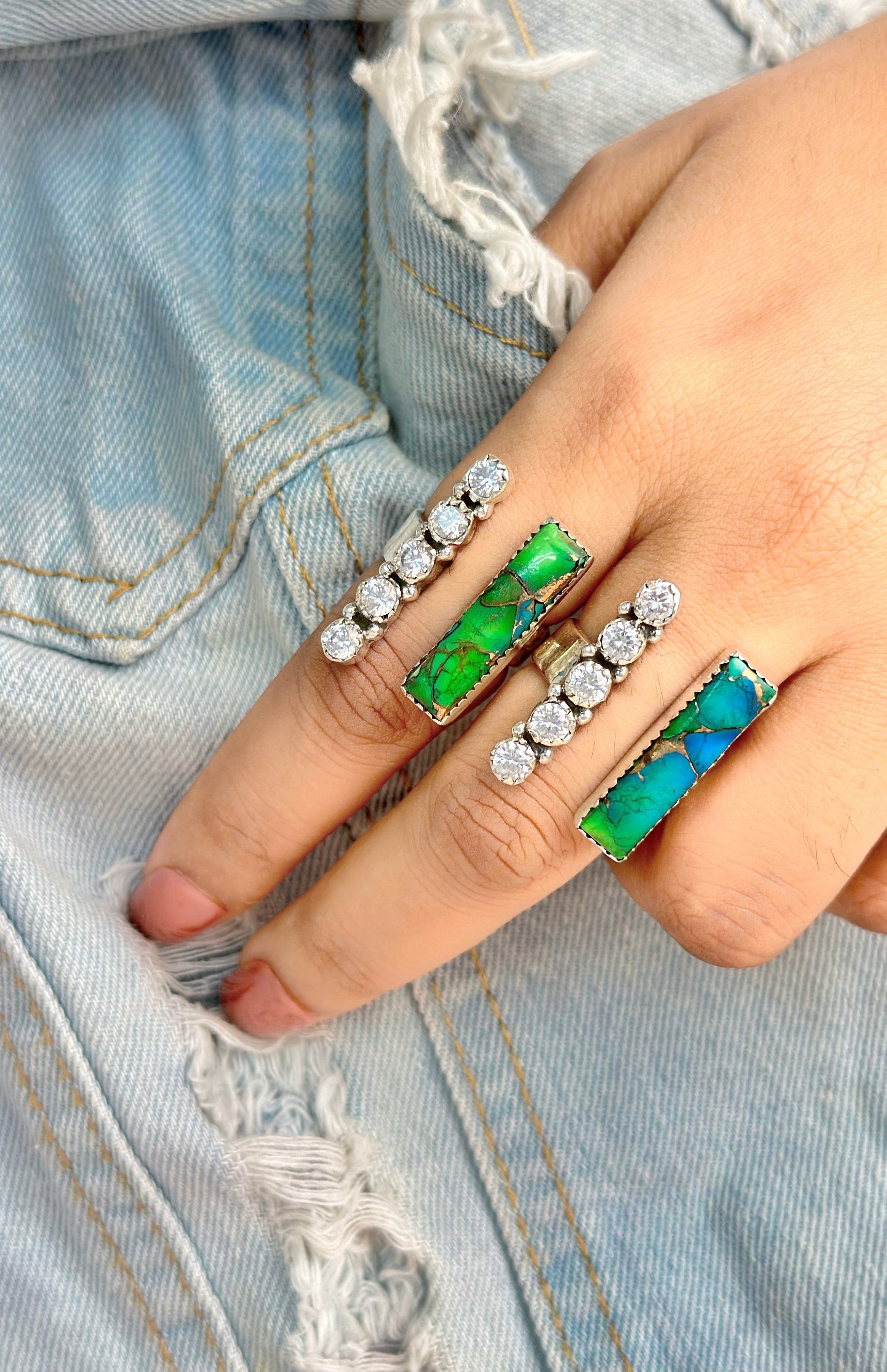 Peacock Dahlia Bar Floater Ring-Rings-Krush Kandy, Women's Online Fashion Boutique Located in Phoenix, Arizona (Scottsdale Area)