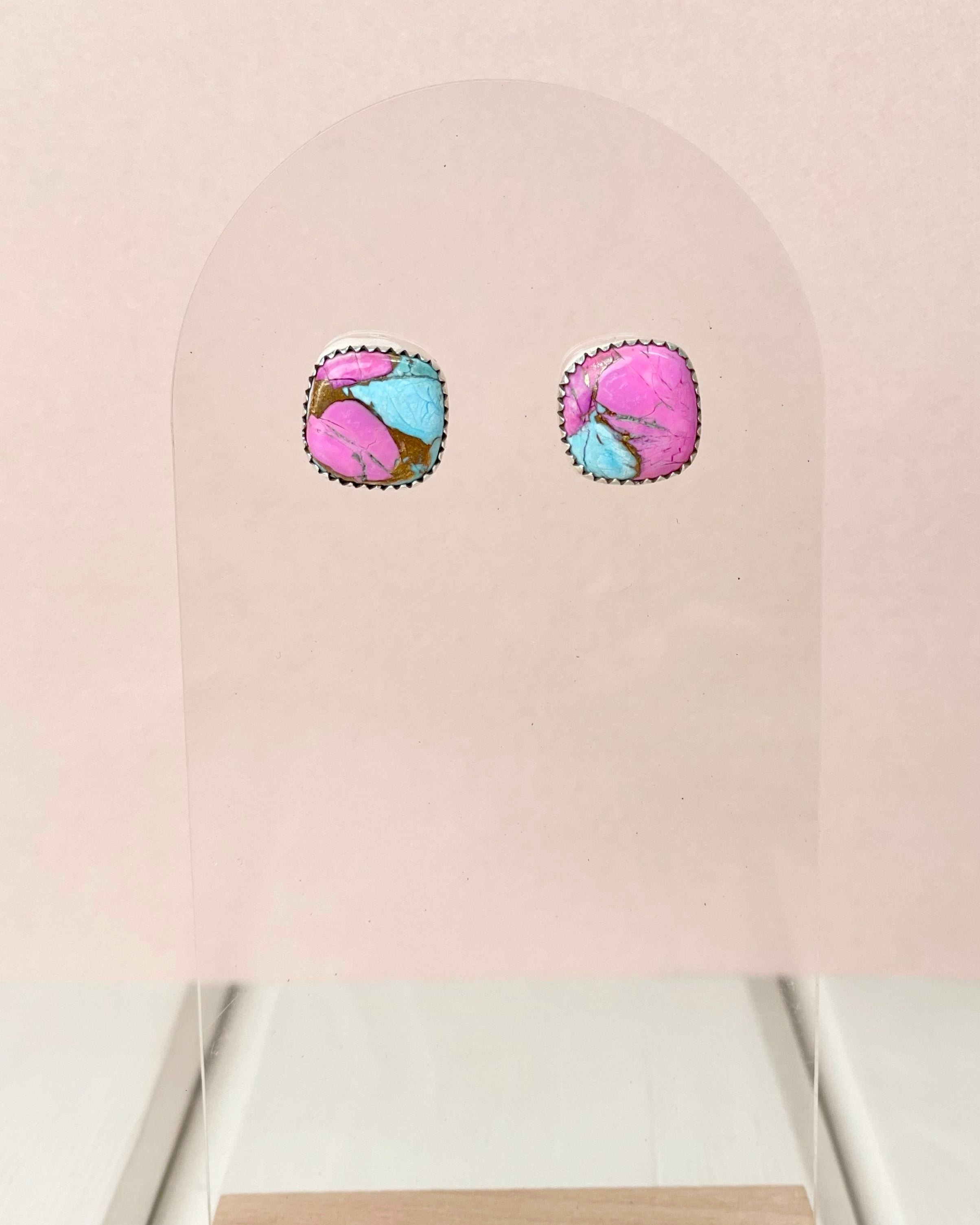 Cotton Candy Slab Studs Bno. 28-Earrings-Krush Kandy, Women's Online Fashion Boutique Located in Phoenix, Arizona (Scottsdale Area)