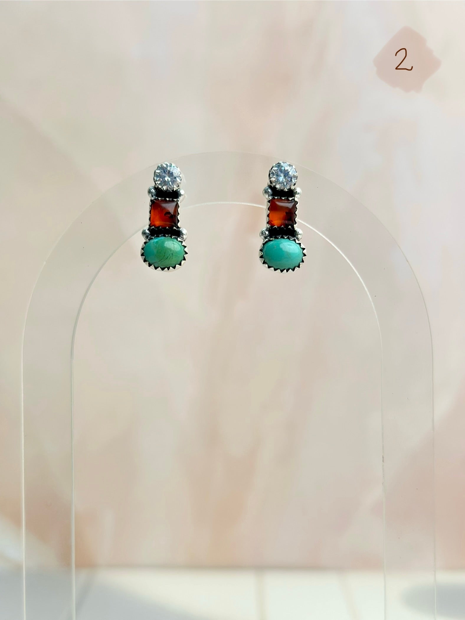 Amber, Turquoise & Crystal Boho Earrings-Earrings-Krush Kandy, Women's Online Fashion Boutique Located in Phoenix, Arizona (Scottsdale Area)