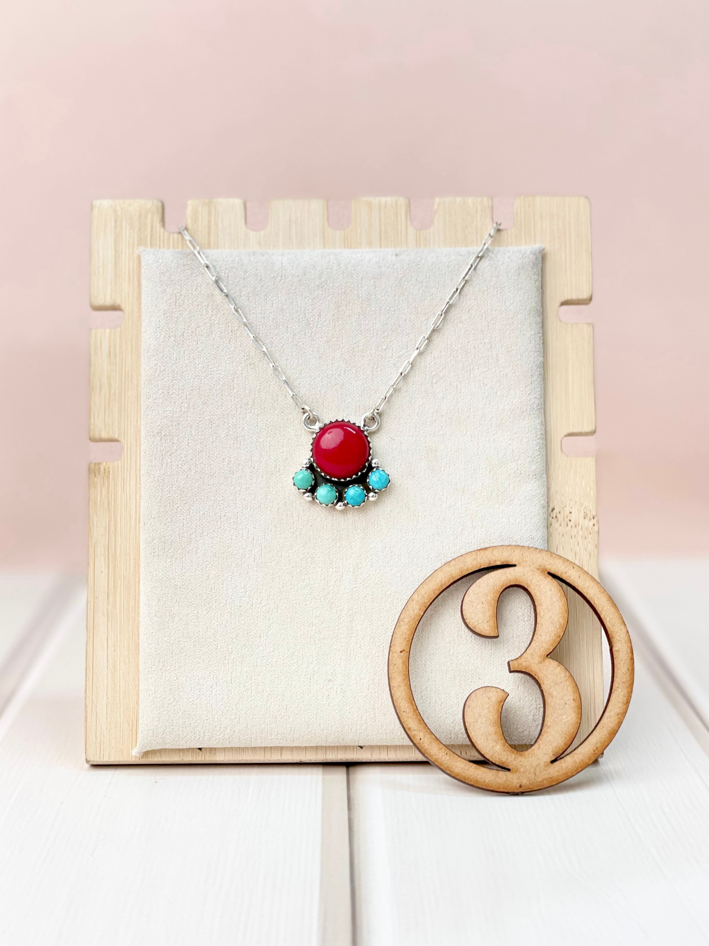 Rosarital Slab & Turquoise Chain Pendants-Necklaces-Krush Kandy, Women's Online Fashion Boutique Located in Phoenix, Arizona (Scottsdale Area)