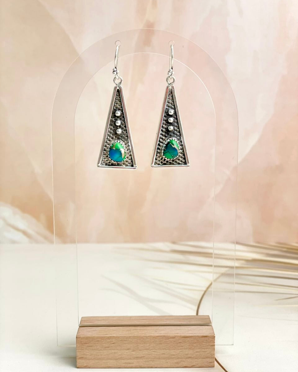 Boho Stamped Triangle Multi Earrings-Earrings-Krush Kandy, Women's Online Fashion Boutique Located in Phoenix, Arizona (Scottsdale Area)