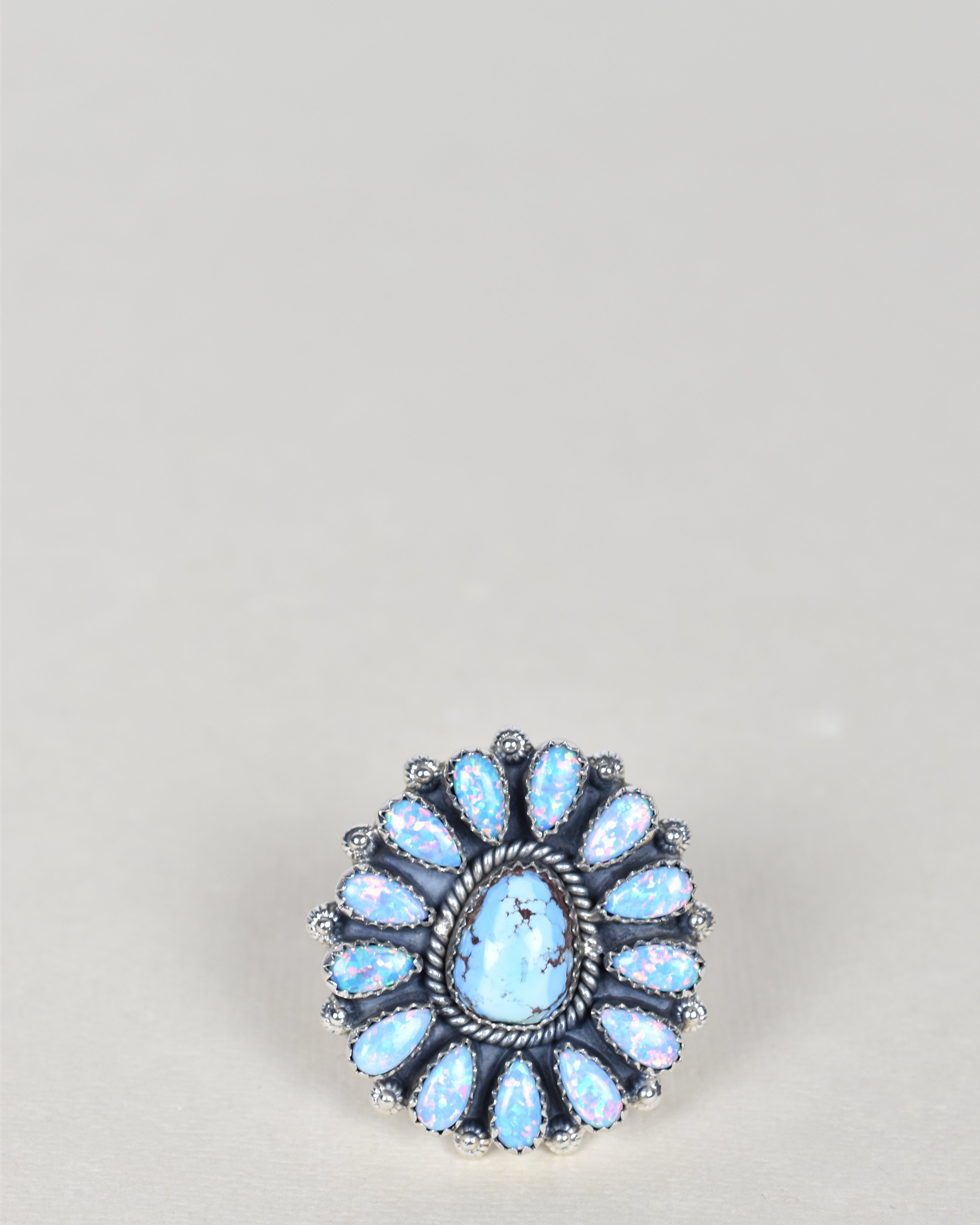 Light Blue Opal & Golden Hills One of A Kind Ring-Cluster Rings-Krush Kandy, Women's Online Fashion Boutique Located in Phoenix, Arizona (Scottsdale Area)