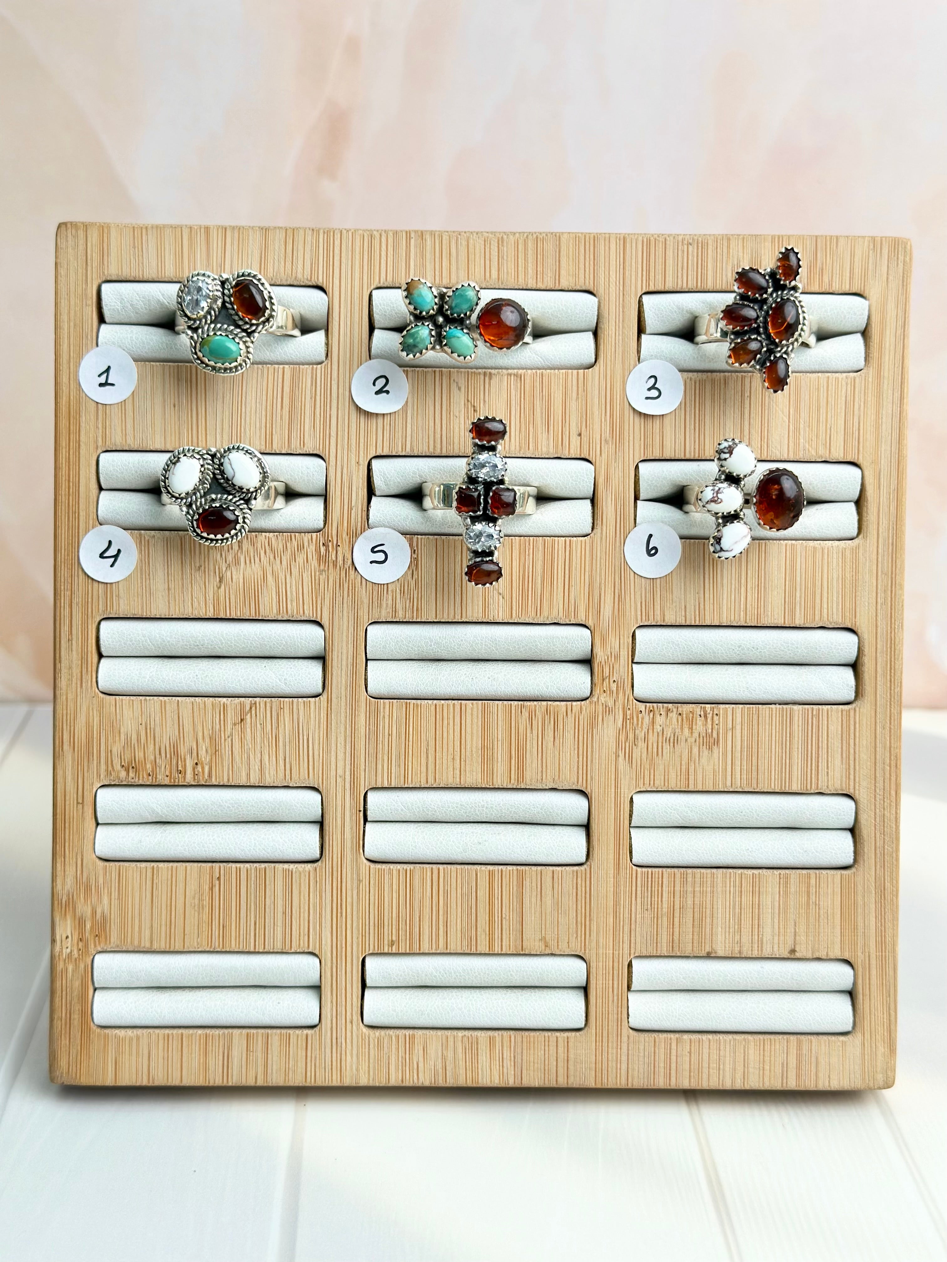 Amber, Turquoise & Crystal Small Rings-Rings-Krush Kandy, Women's Online Fashion Boutique Located in Phoenix, Arizona (Scottsdale Area)