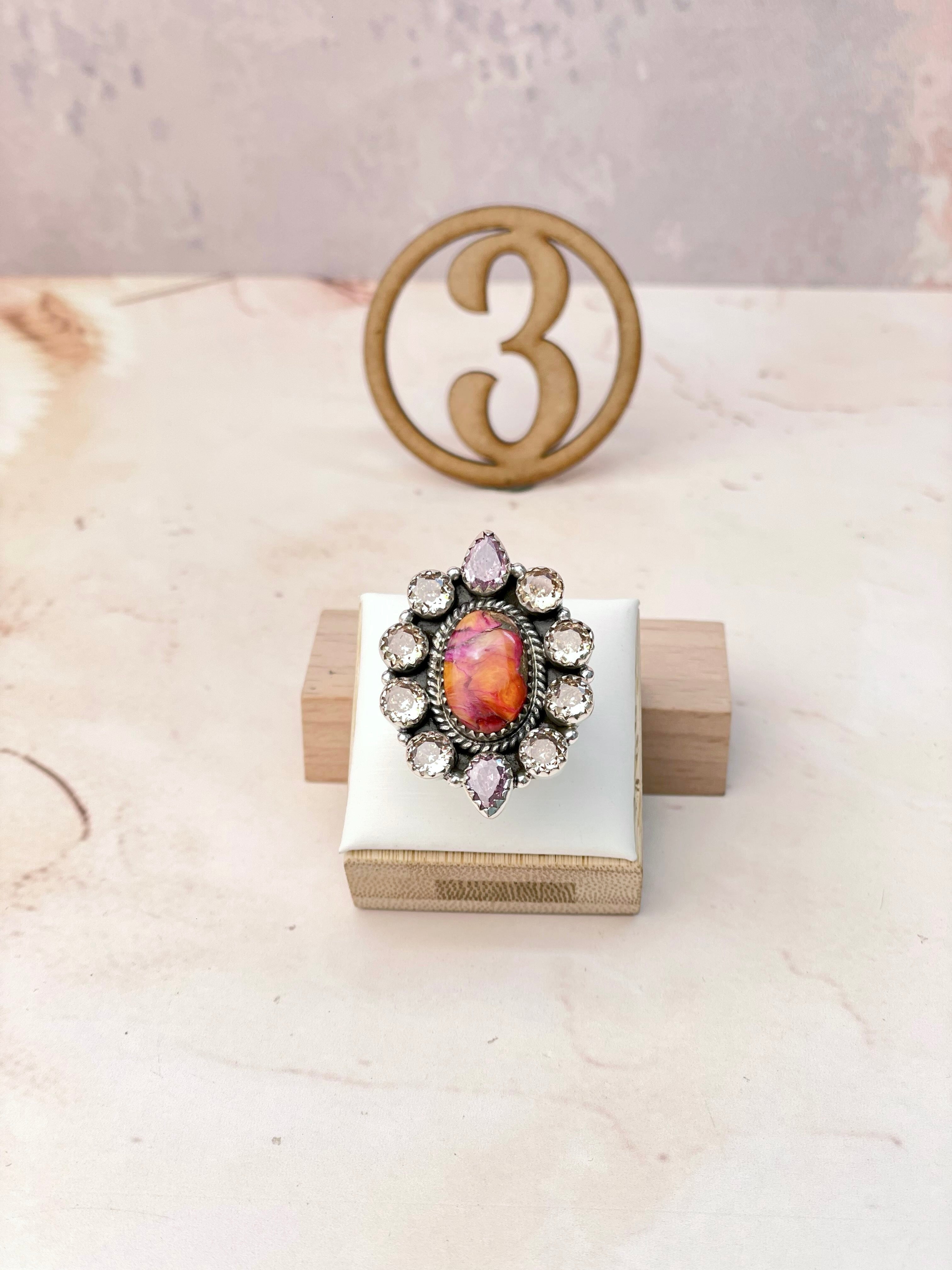 Star Burst Slab and Pink CZ Rings-Rings-Krush Kandy, Women's Online Fashion Boutique Located in Phoenix, Arizona (Scottsdale Area)