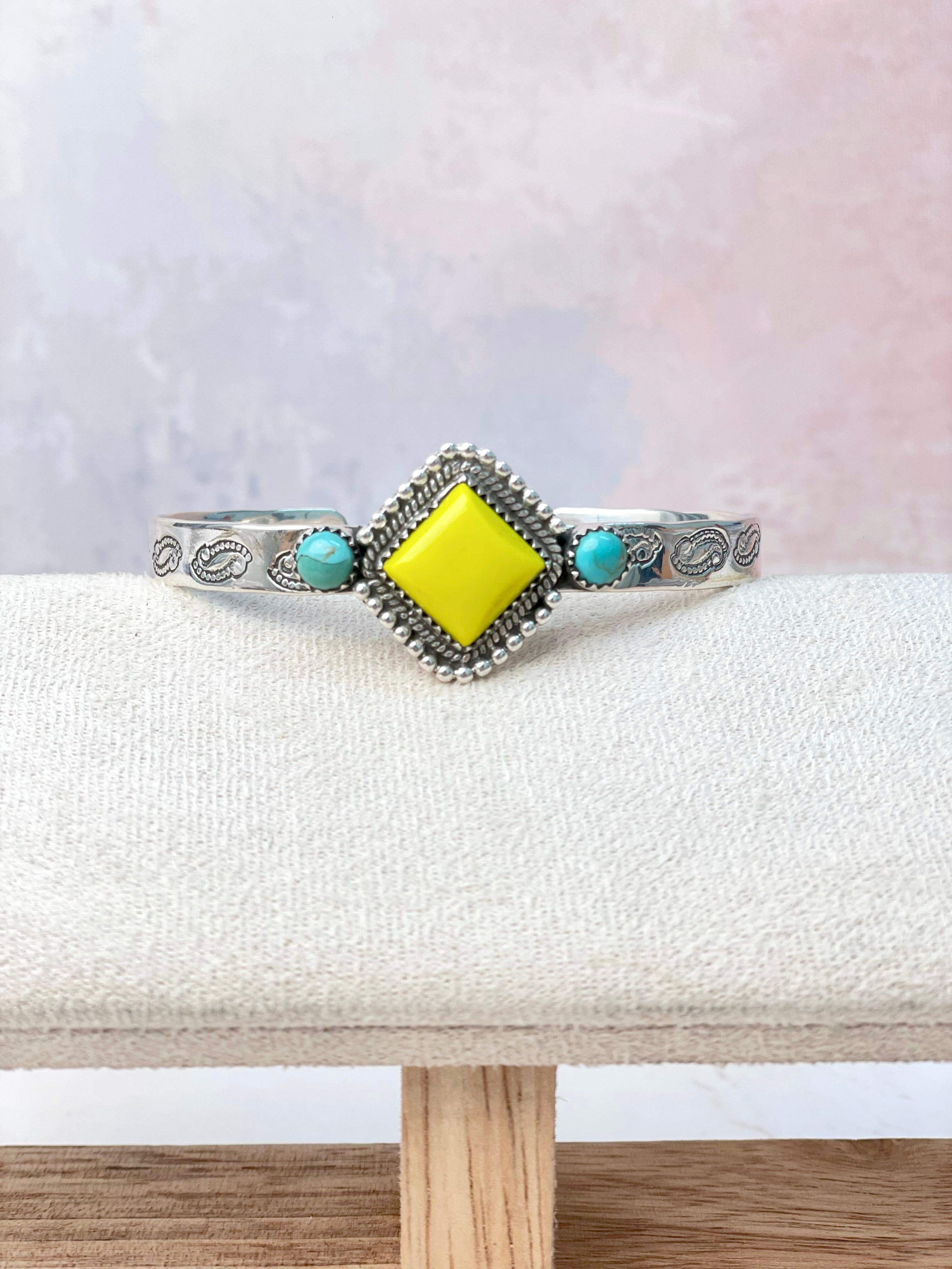 Rosarita Square Bar Turquoise Cuff-Bracelets-Krush Kandy, Women's Online Fashion Boutique Located in Phoenix, Arizona (Scottsdale Area)