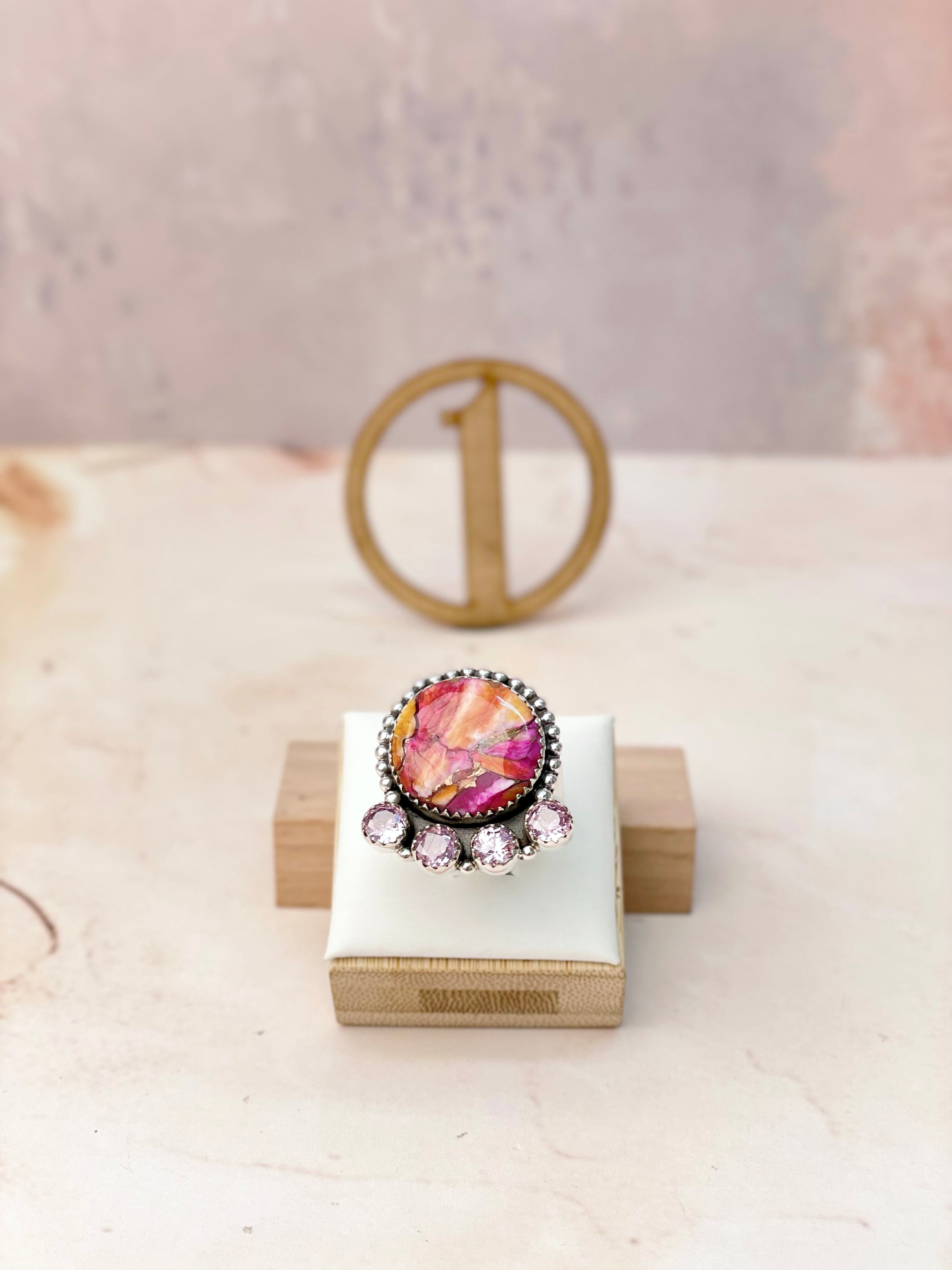 Star Burst Slab and Pink CZ Rings-Rings-Krush Kandy, Women's Online Fashion Boutique Located in Phoenix, Arizona (Scottsdale Area)