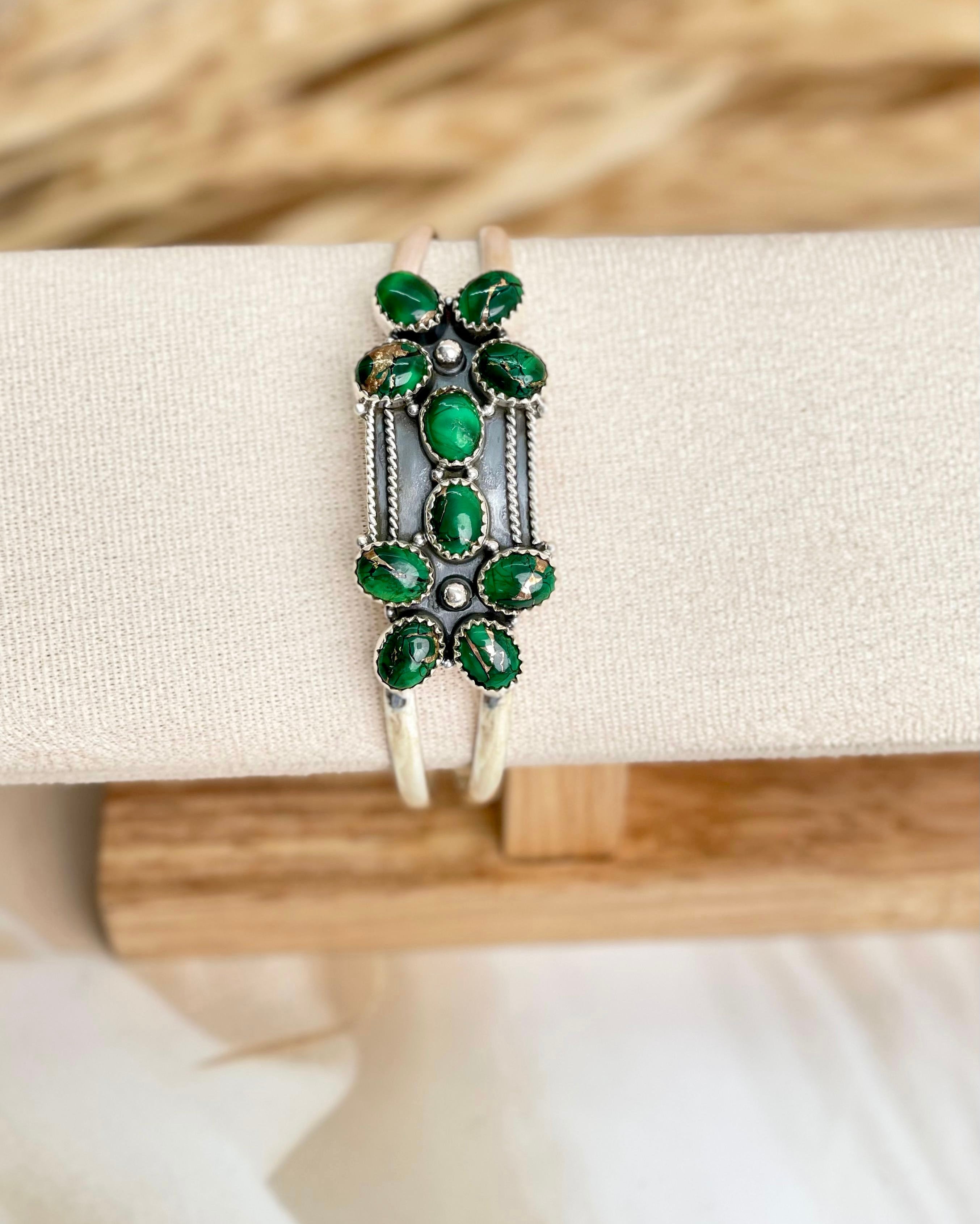 Irish Green Dahlia Adjustable Cuff Bangles sno 21-Bracelets-Krush Kandy, Women's Online Fashion Boutique Located in Phoenix, Arizona (Scottsdale Area)