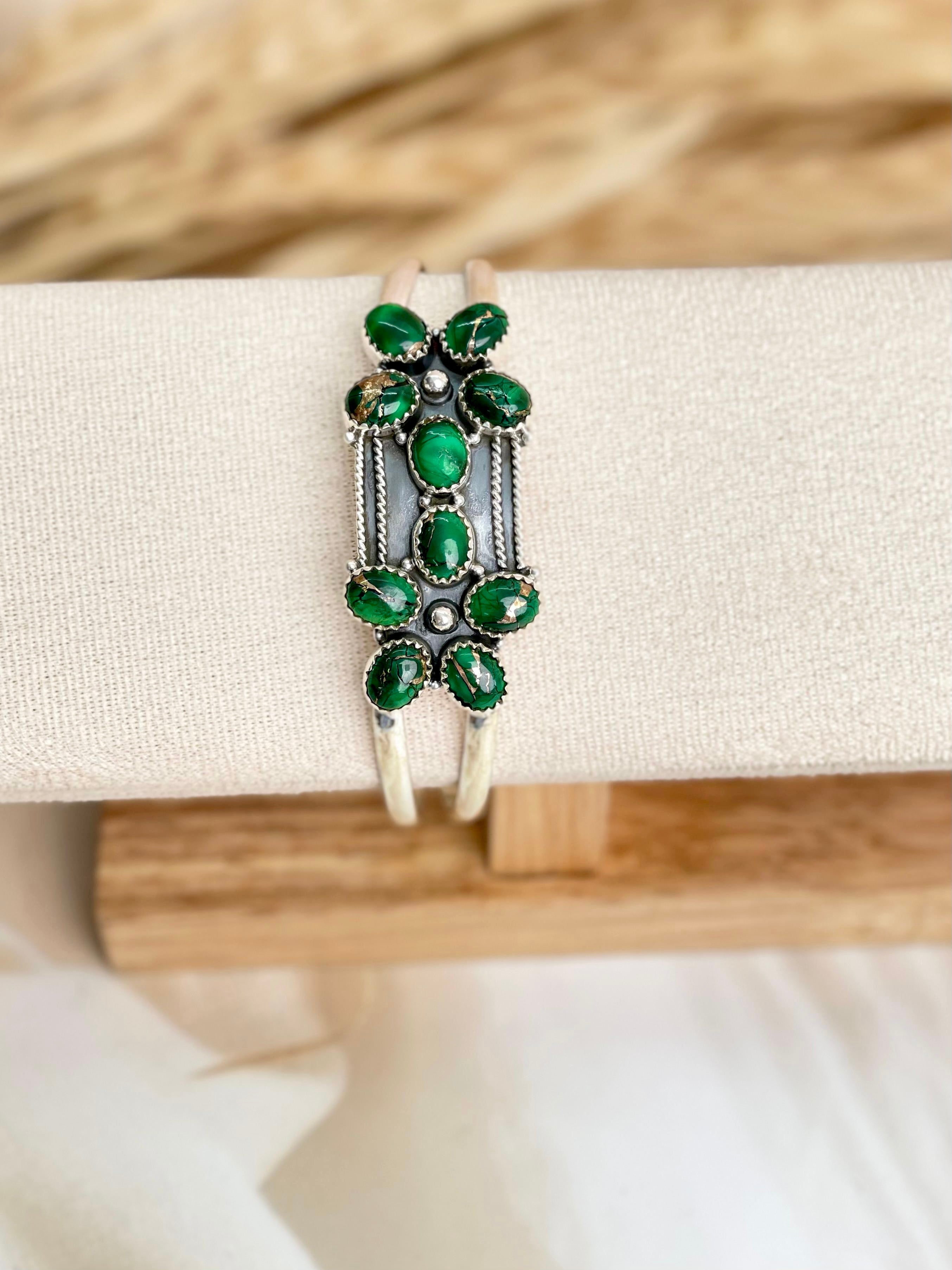 Irish Green Dahlia Adjustable Cuff Bangles sno 21-Bracelets-Krush Kandy, Women's Online Fashion Boutique Located in Phoenix, Arizona (Scottsdale Area)