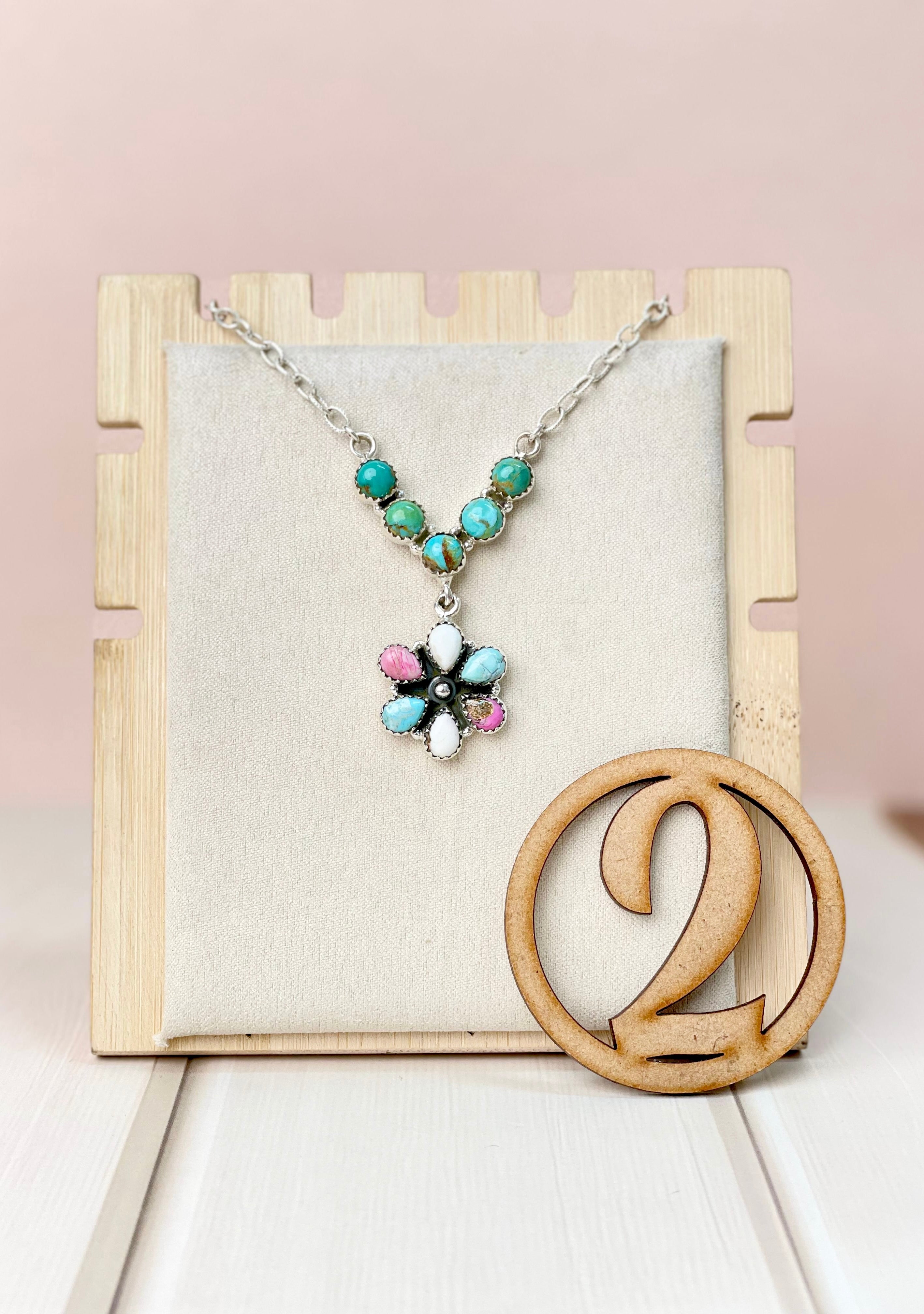 Cotton Candy Daisy Drop Necklace-Necklaces-Krush Kandy, Women's Online Fashion Boutique Located in Phoenix, Arizona (Scottsdale Area)