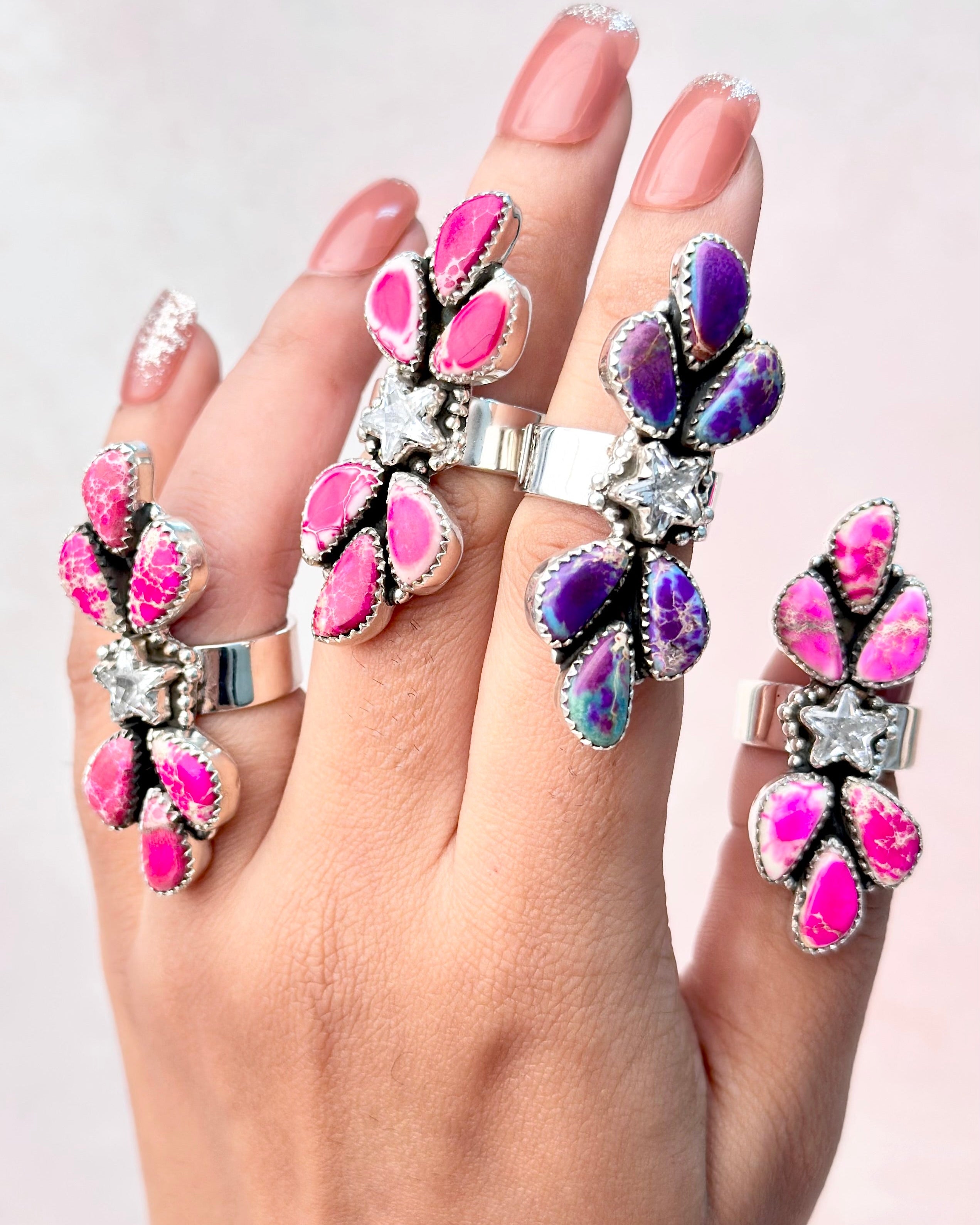 Desert Jasper Petal & Star Crawler Ring-Rings-Krush Kandy, Women's Online Fashion Boutique Located in Phoenix, Arizona (Scottsdale Area)