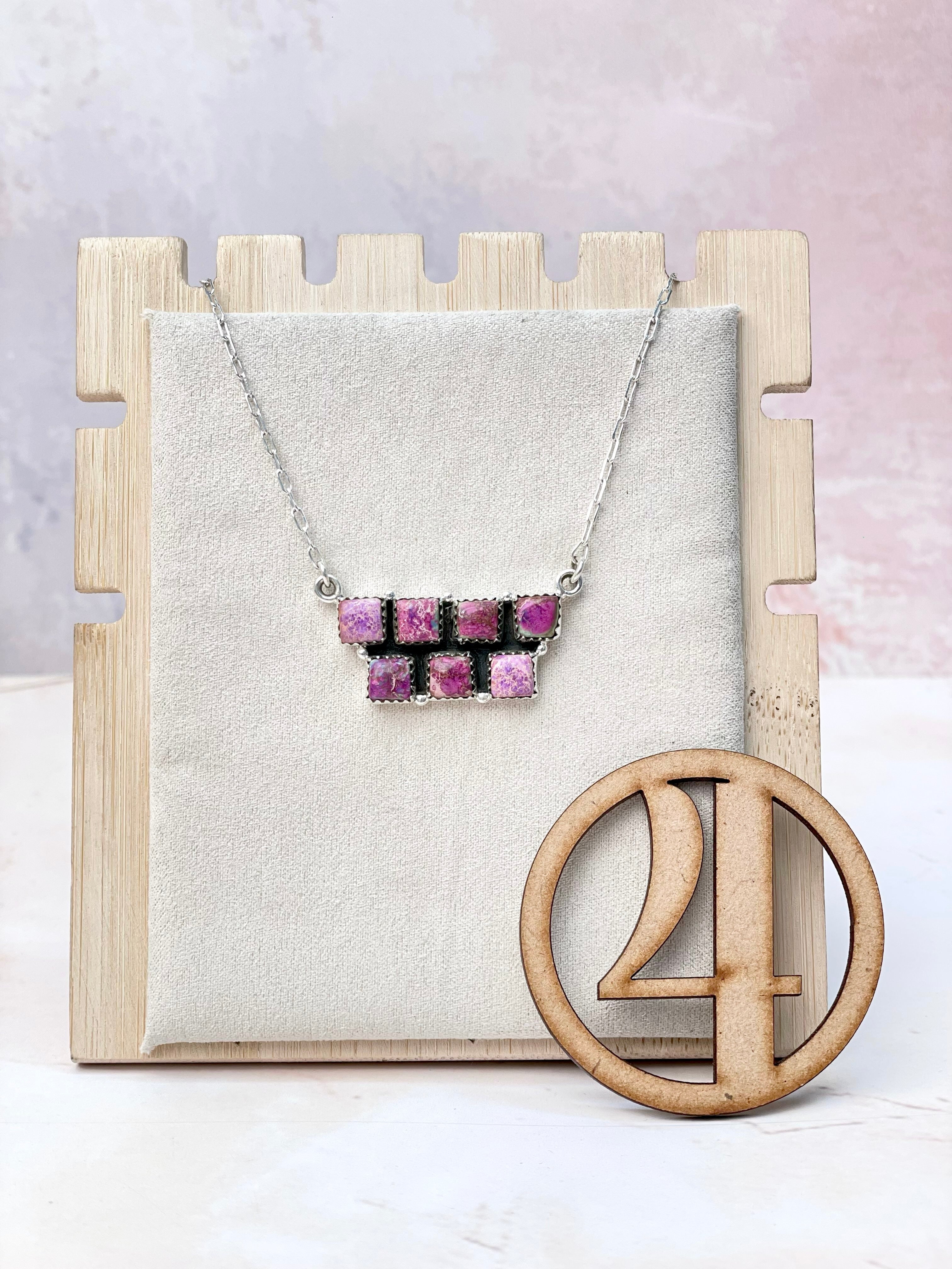Desert Jasper Square Bar Necklace-Necklaces-Krush Kandy, Women's Online Fashion Boutique Located in Phoenix, Arizona (Scottsdale Area)