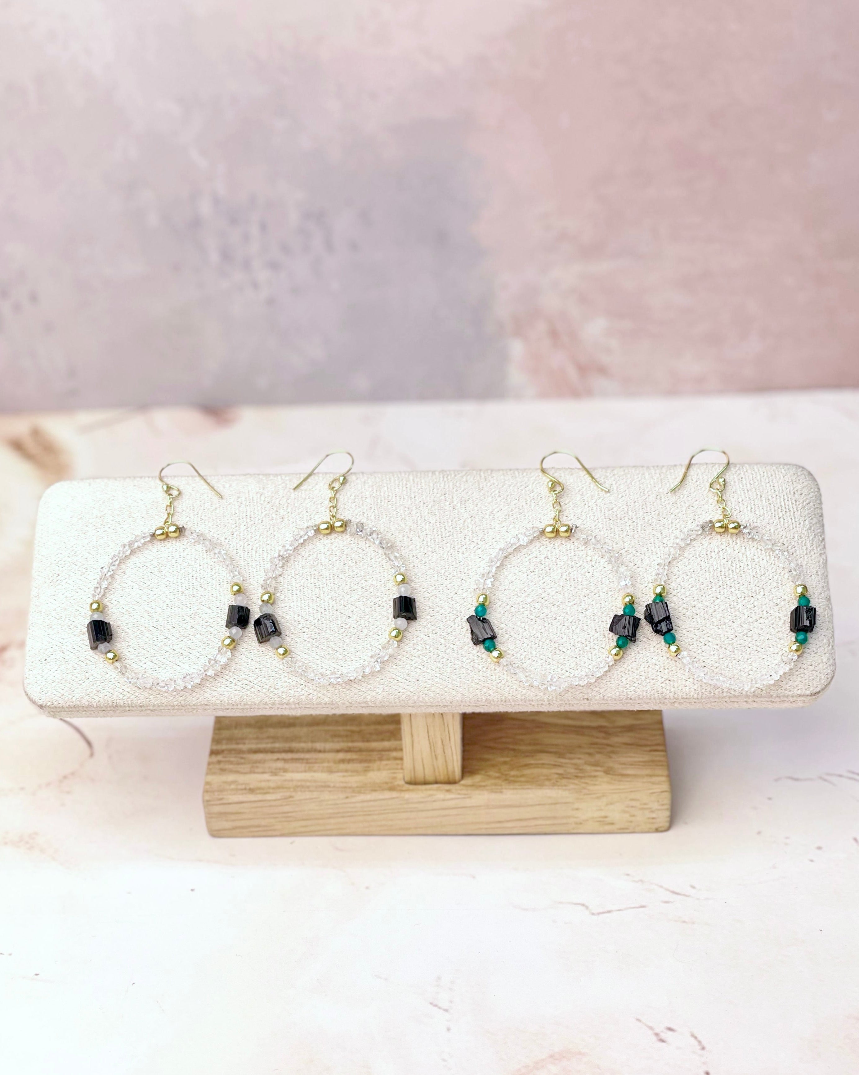 Herkimer Bling Multi Gem Black Tourmaline Earrings-Earrings-Krush Kandy, Women's Online Fashion Boutique Located in Phoenix, Arizona (Scottsdale Area)