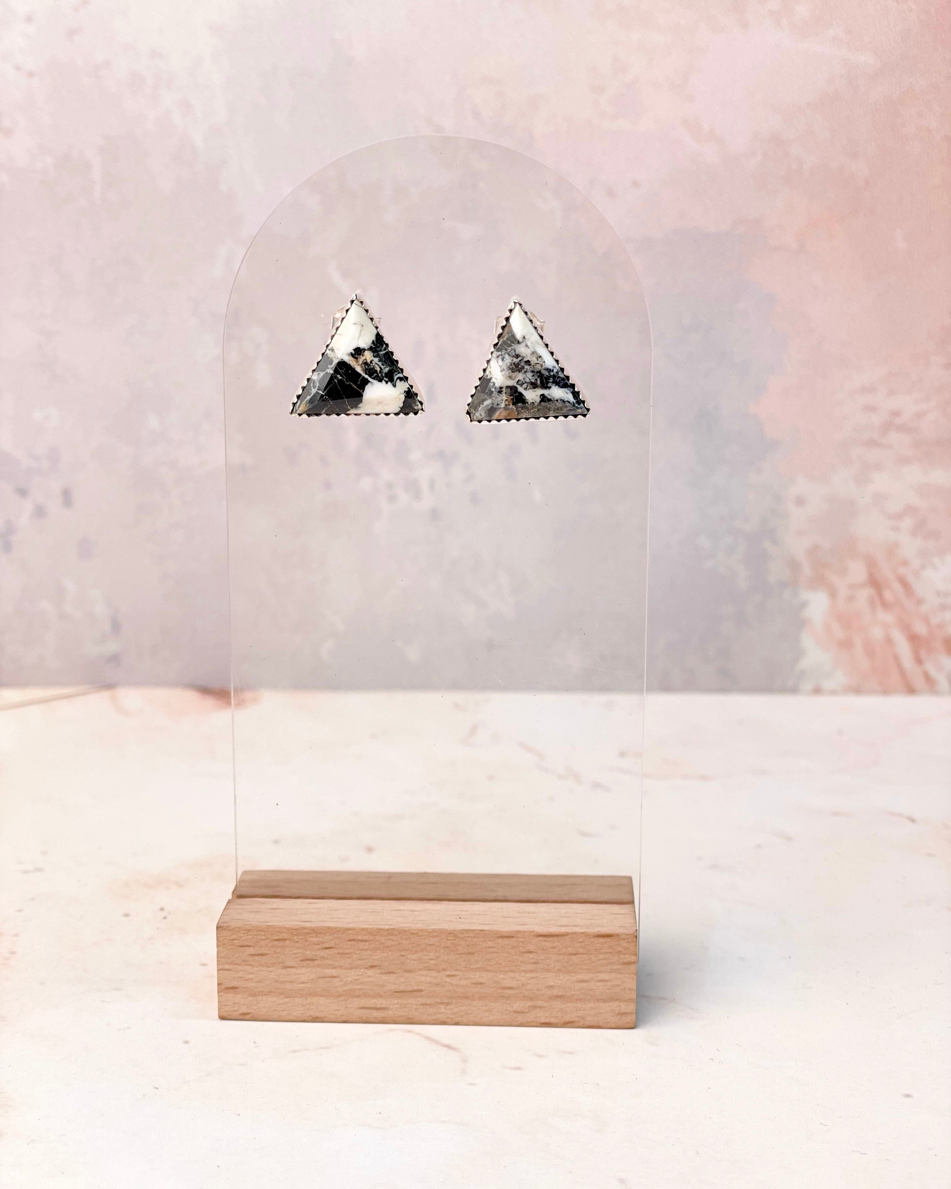 Tiffany's Triangle Single Stone Studs-Earrings-Krush Kandy, Women's Online Fashion Boutique Located in Phoenix, Arizona (Scottsdale Area)