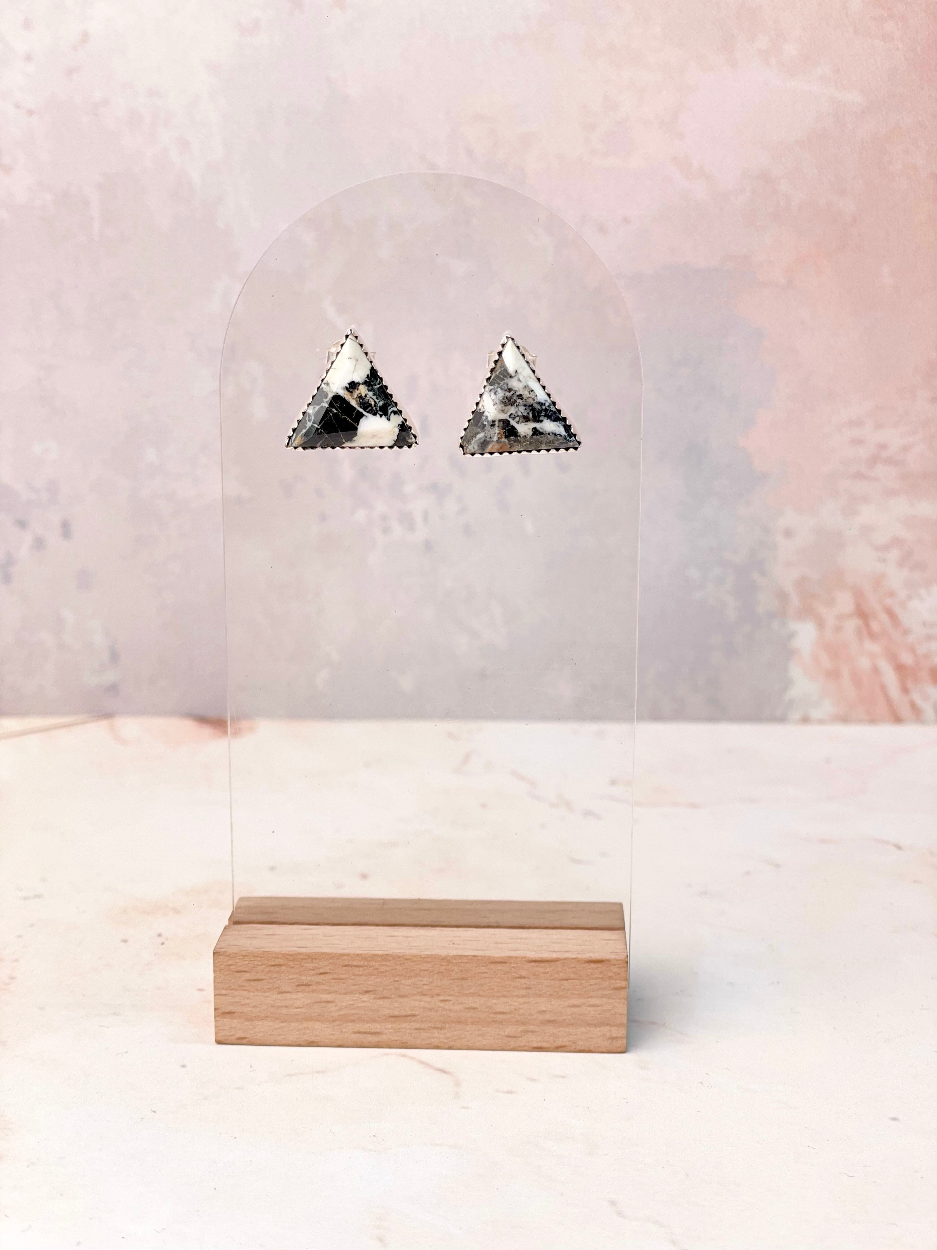 Tiffany's Triangle Single Stone Studs-Earrings-Krush Kandy, Women's Online Fashion Boutique Located in Phoenix, Arizona (Scottsdale Area)