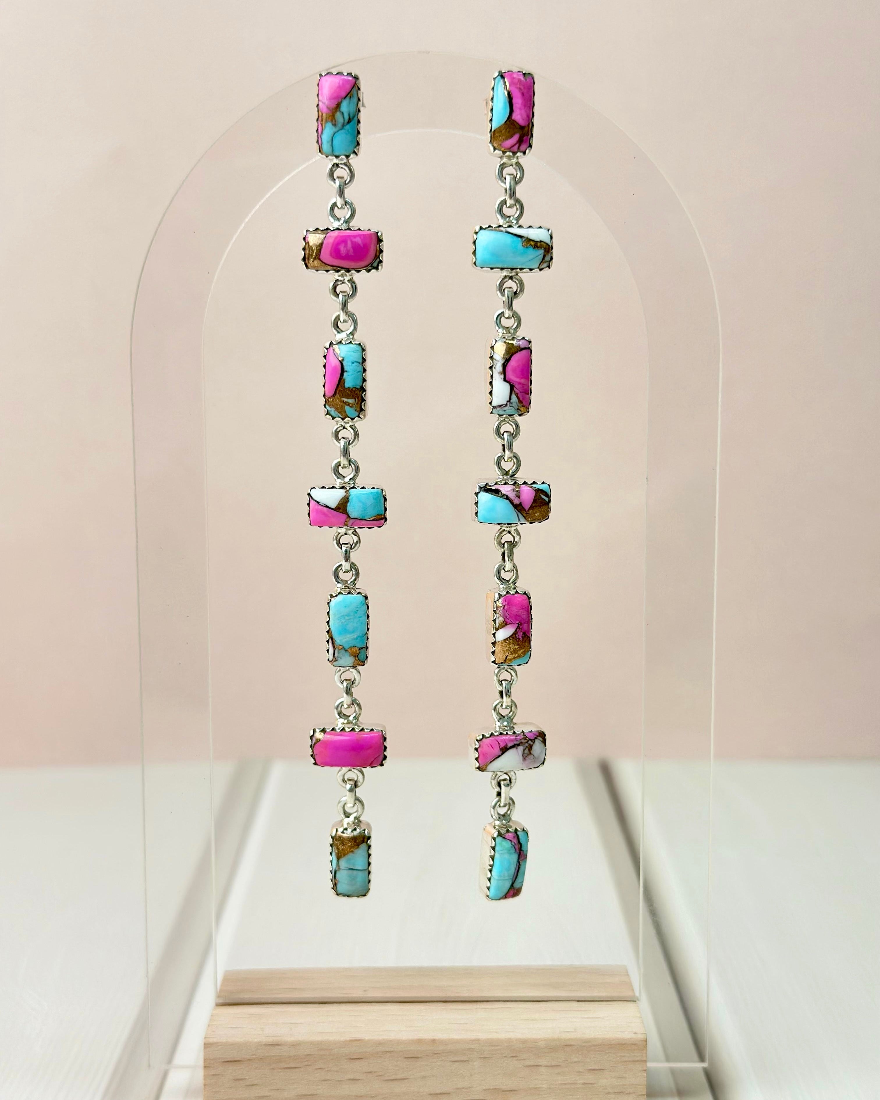 Dancing Bar Cotton Candy Long Earrings-Earrings-Krush Kandy, Women's Online Fashion Boutique Located in Phoenix, Arizona (Scottsdale Area)