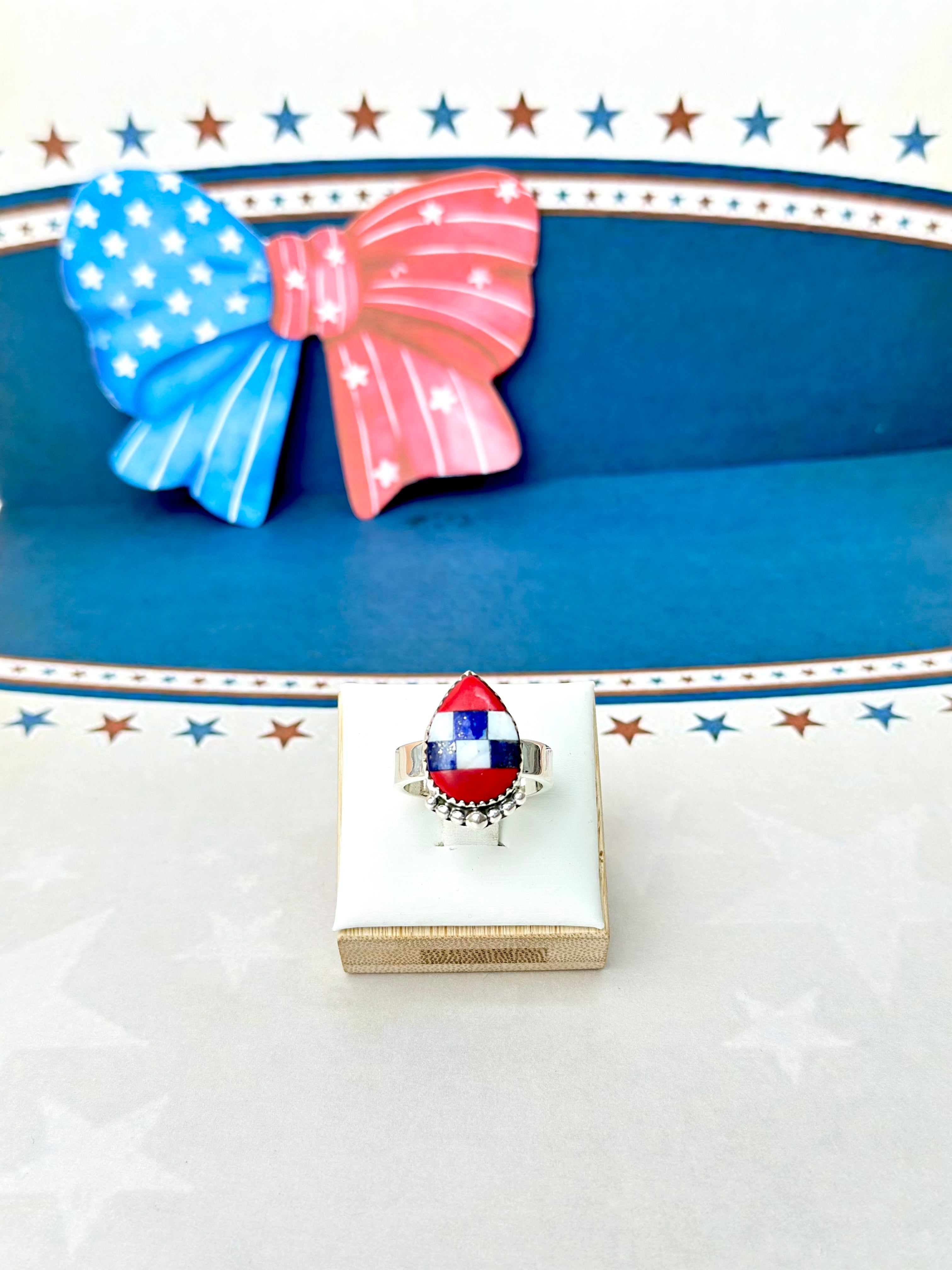 Americana Check Charm Rings-Rings-Krush Kandy, Women's Online Fashion Boutique Located in Phoenix, Arizona (Scottsdale Area)