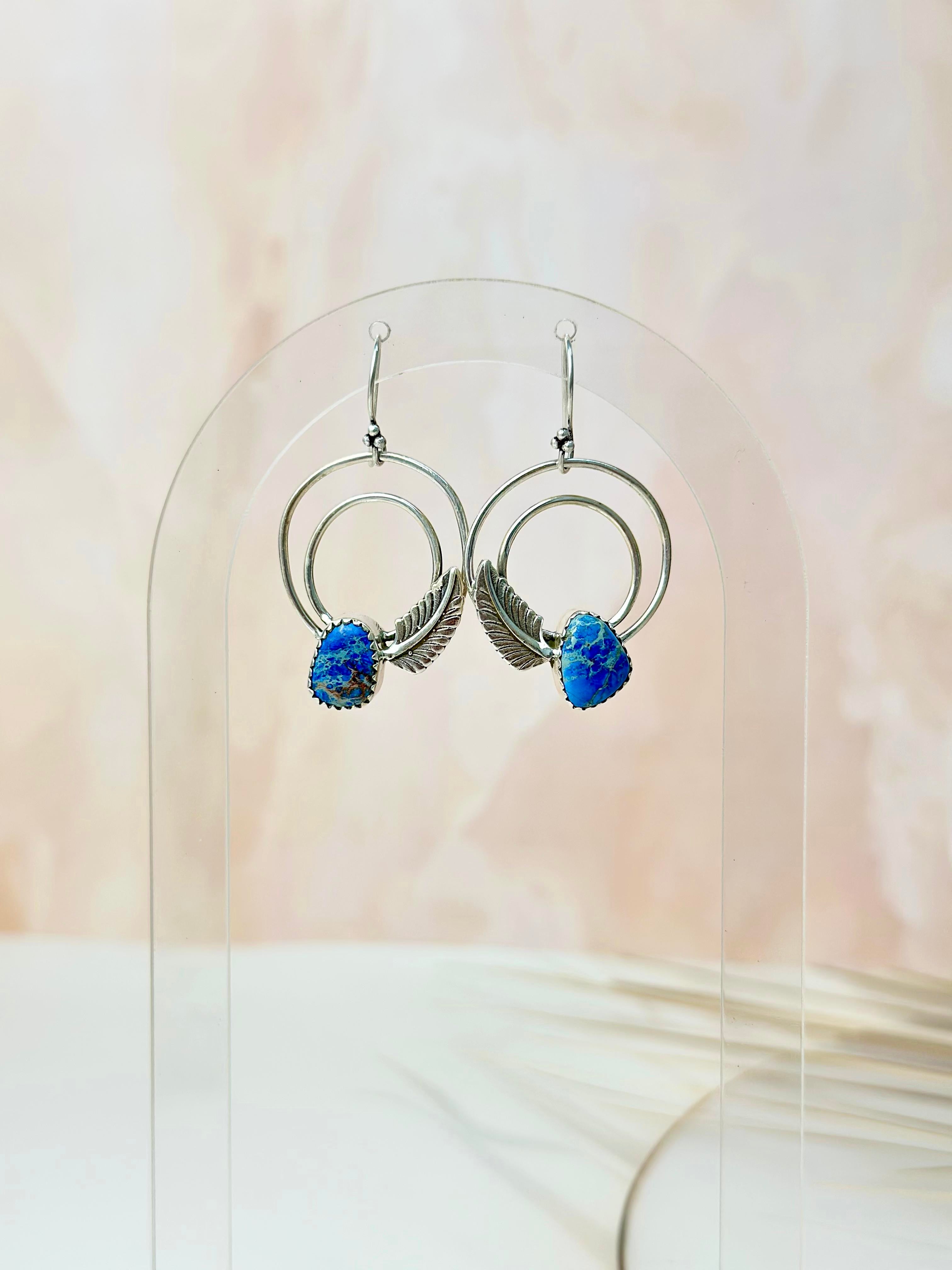 Light As A Feather Sterling Jasper Single Stone Hoops-Earrings-Krush Kandy, Women's Online Fashion Boutique Located in Phoenix, Arizona (Scottsdale Area)