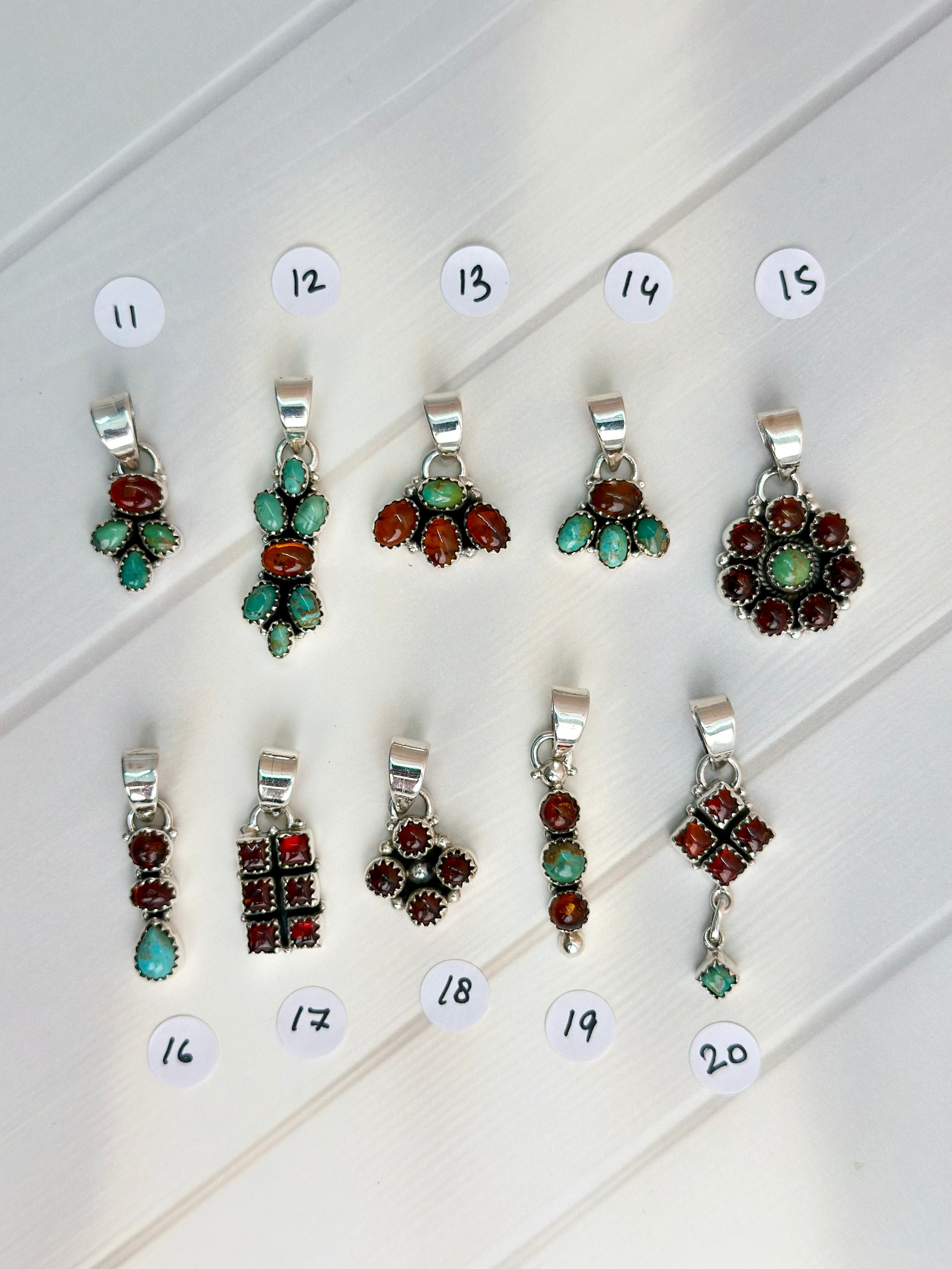 Amber, Turquoise & Crystal Pendants-Necklaces-Krush Kandy, Women's Online Fashion Boutique Located in Phoenix, Arizona (Scottsdale Area)