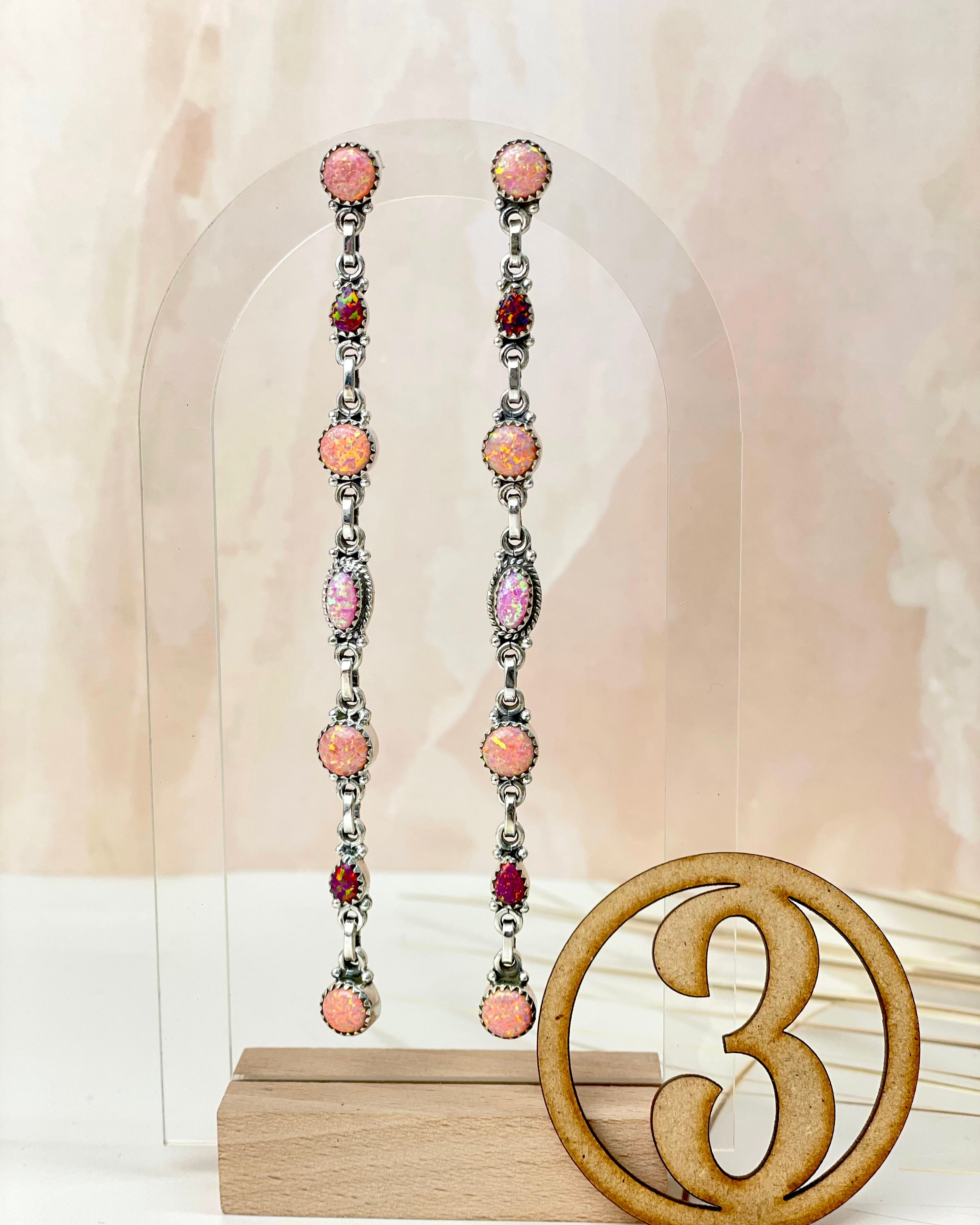 Luxurious Opal Long Stone Drop Earrings-Earrings-Krush Kandy, Women's Online Fashion Boutique Located in Phoenix, Arizona (Scottsdale Area)