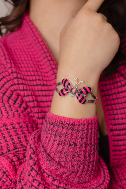 Butterfly Stripe Stone Cuff-Bracelets-Krush Kandy, Women's Online Fashion Boutique Located in Phoenix, Arizona (Scottsdale Area)