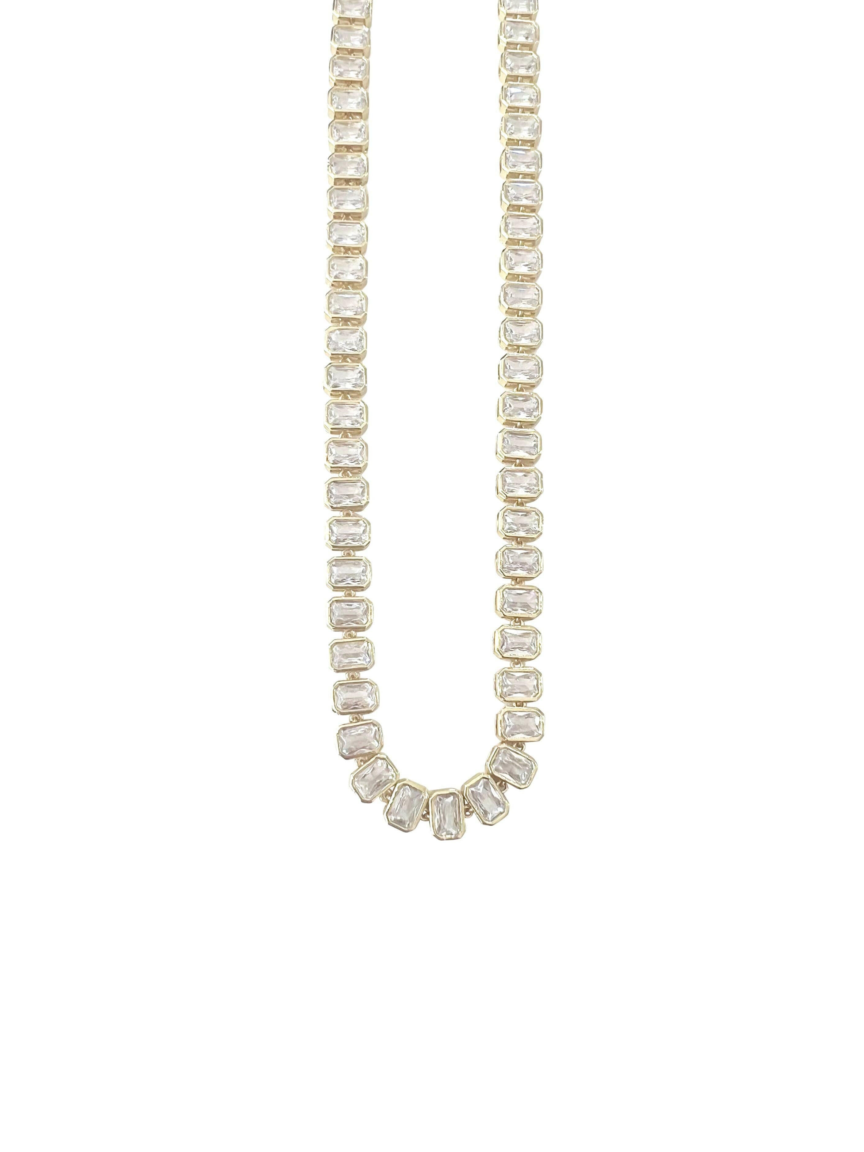 Elvie Bezel Tennis Necklace-Necklaces-Krush Kandy, Women's Online Fashion Boutique Located in Phoenix, Arizona (Scottsdale Area)