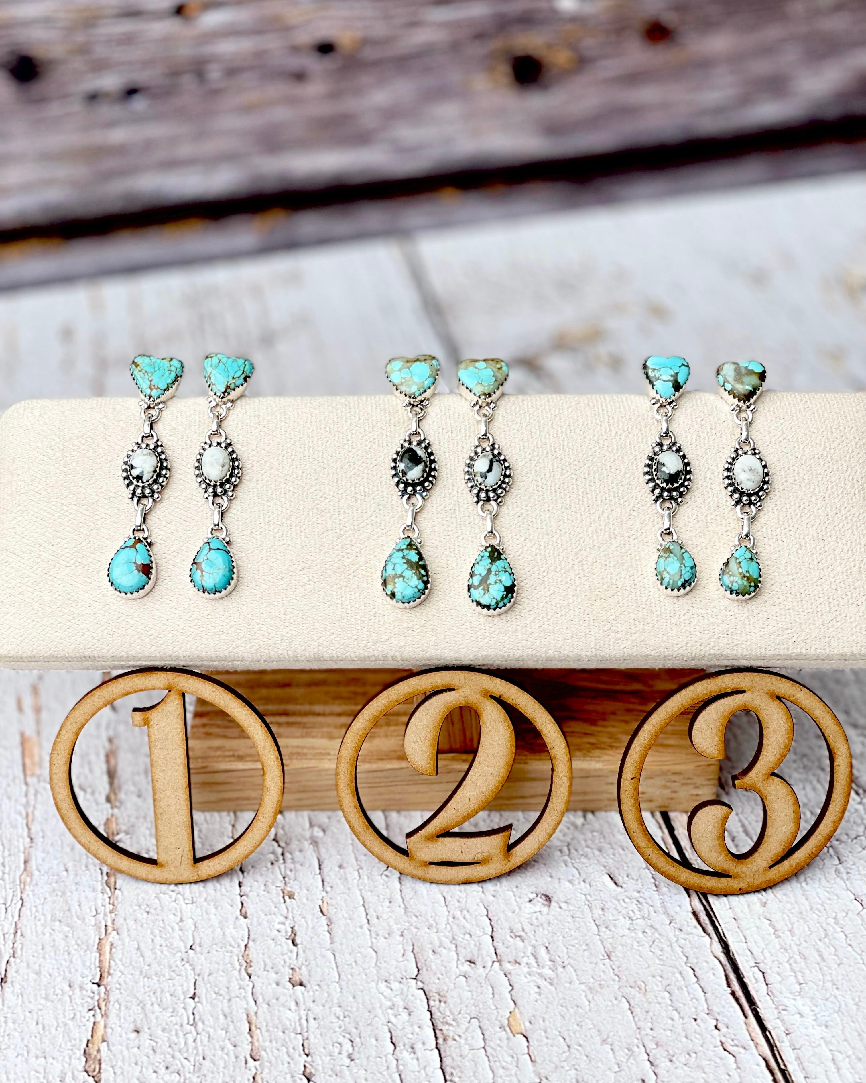 All Mine 8 & White Buffalo Heart Earrings-Stud Earrings-Krush Kandy, Women's Online Fashion Boutique Located in Phoenix, Arizona (Scottsdale Area)