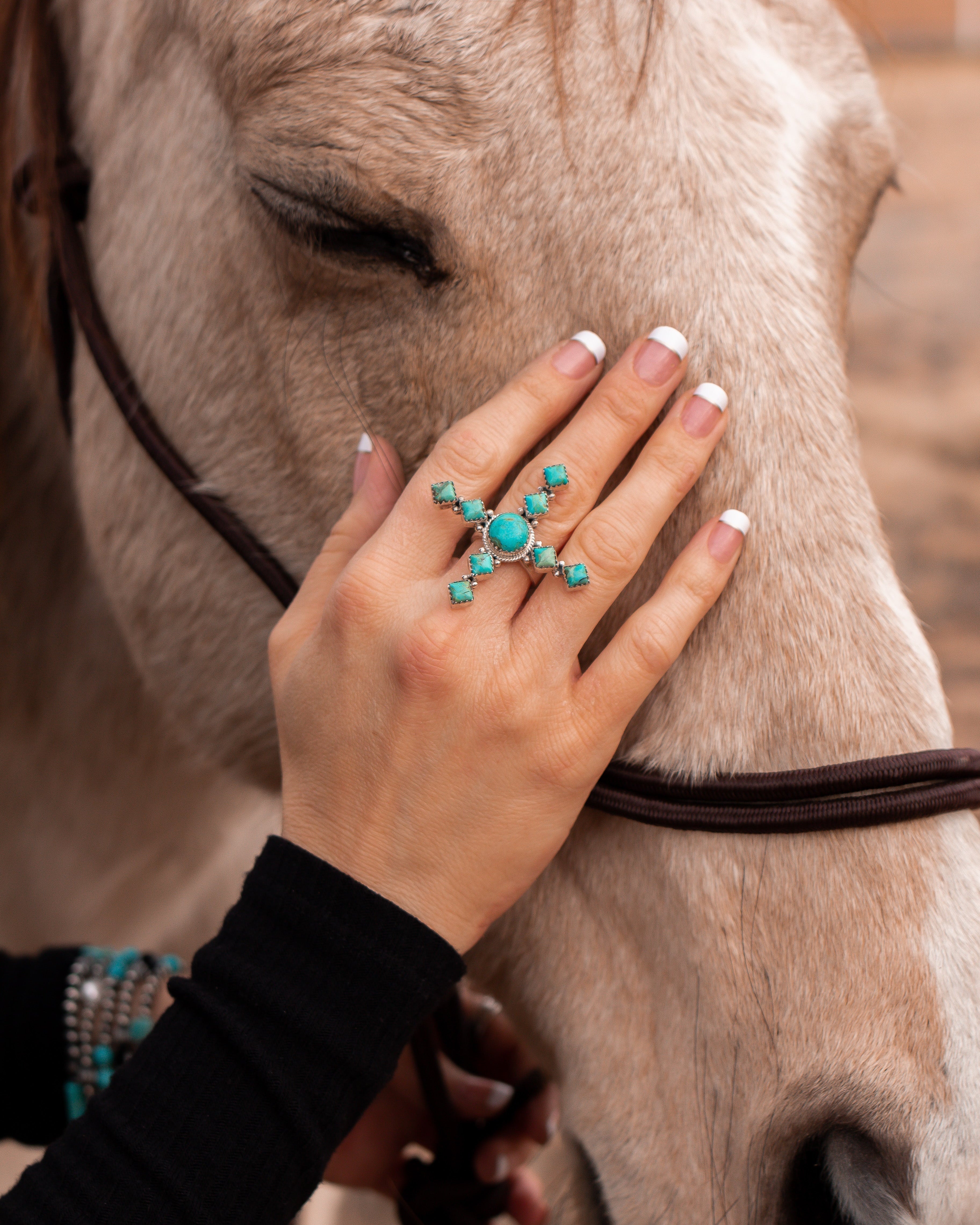 X Marks The Spot Turquoise Ring-Cluster Rings-Krush Kandy, Women's Online Fashion Boutique Located in Phoenix, Arizona (Scottsdale Area)